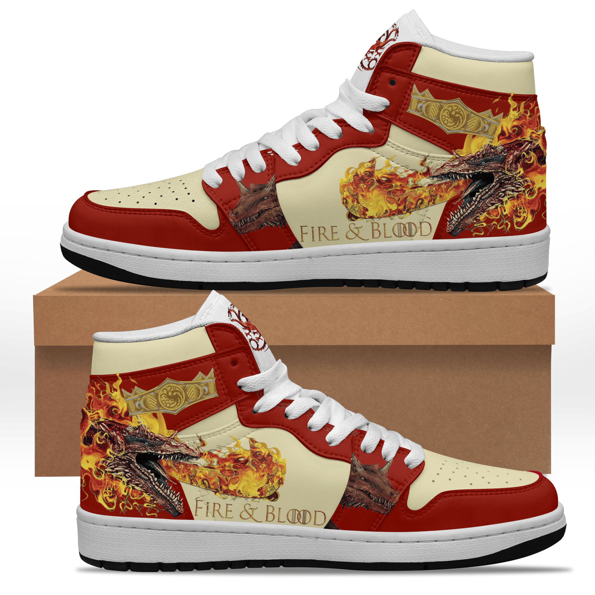 Ideafootwear Fire & Blood AJ1 High Sneakers Shoes For Men And Women 1