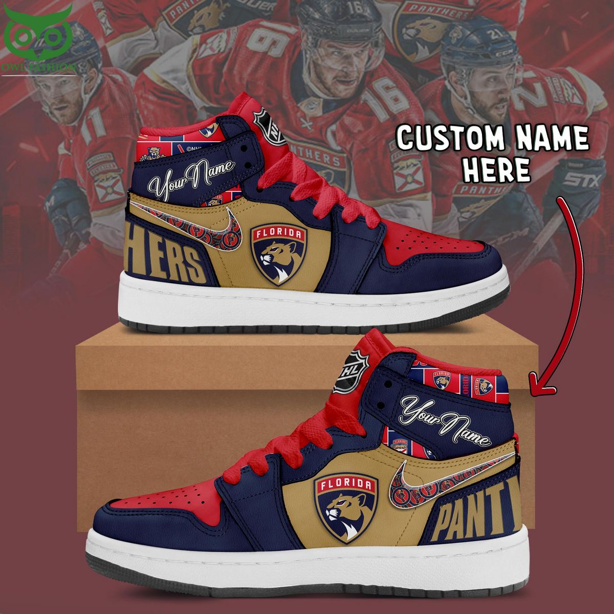 Ideafootwear Florida Panthers AJ1 High Sneakers Shoes For Men And Women 11