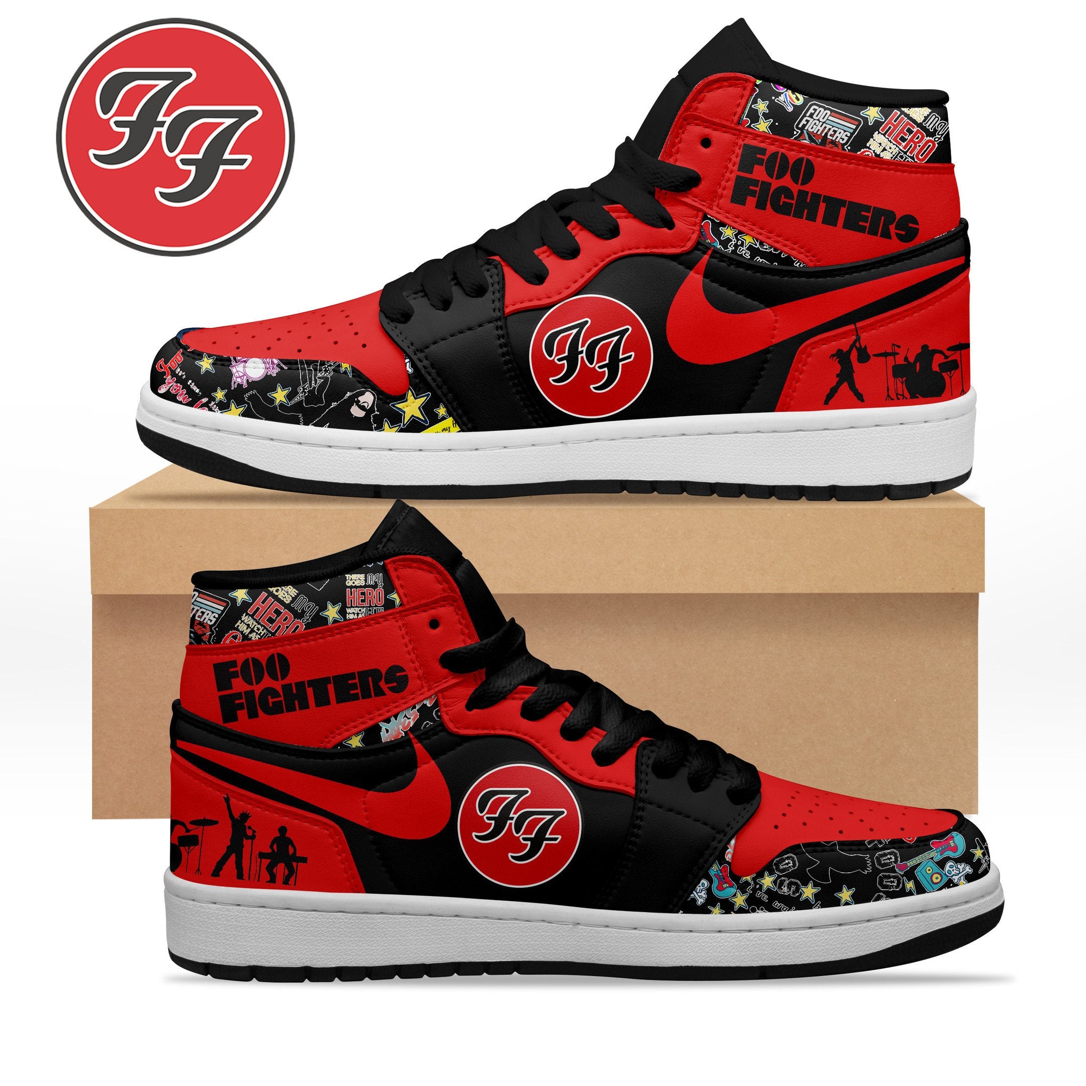 Ideafootwear Foo Fighters AJ1 High Sneakers Shoes For Men And Women 11