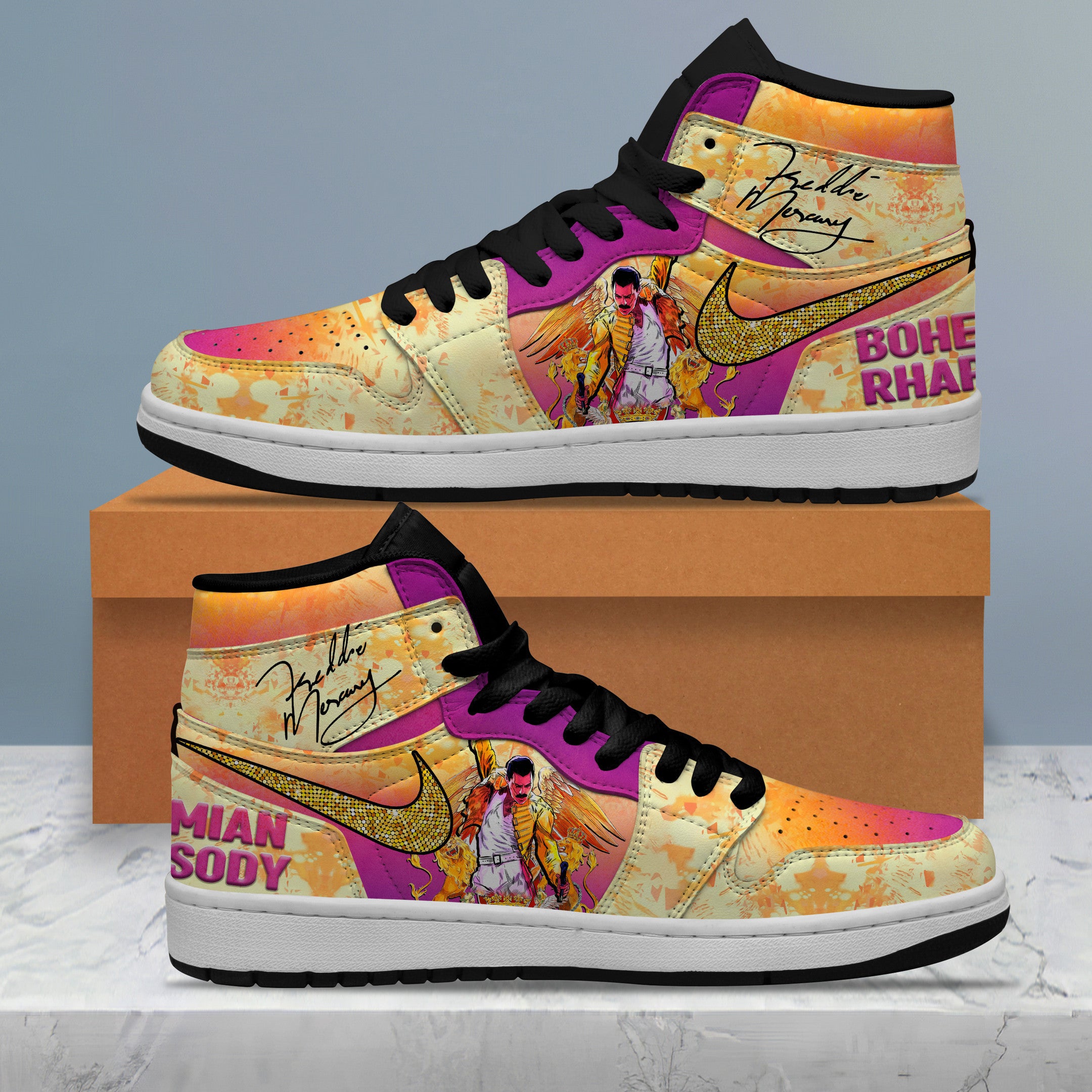 Ideafootwear Freddie Mercury AJ1 High Sneakers Shoes For Men And Women 3