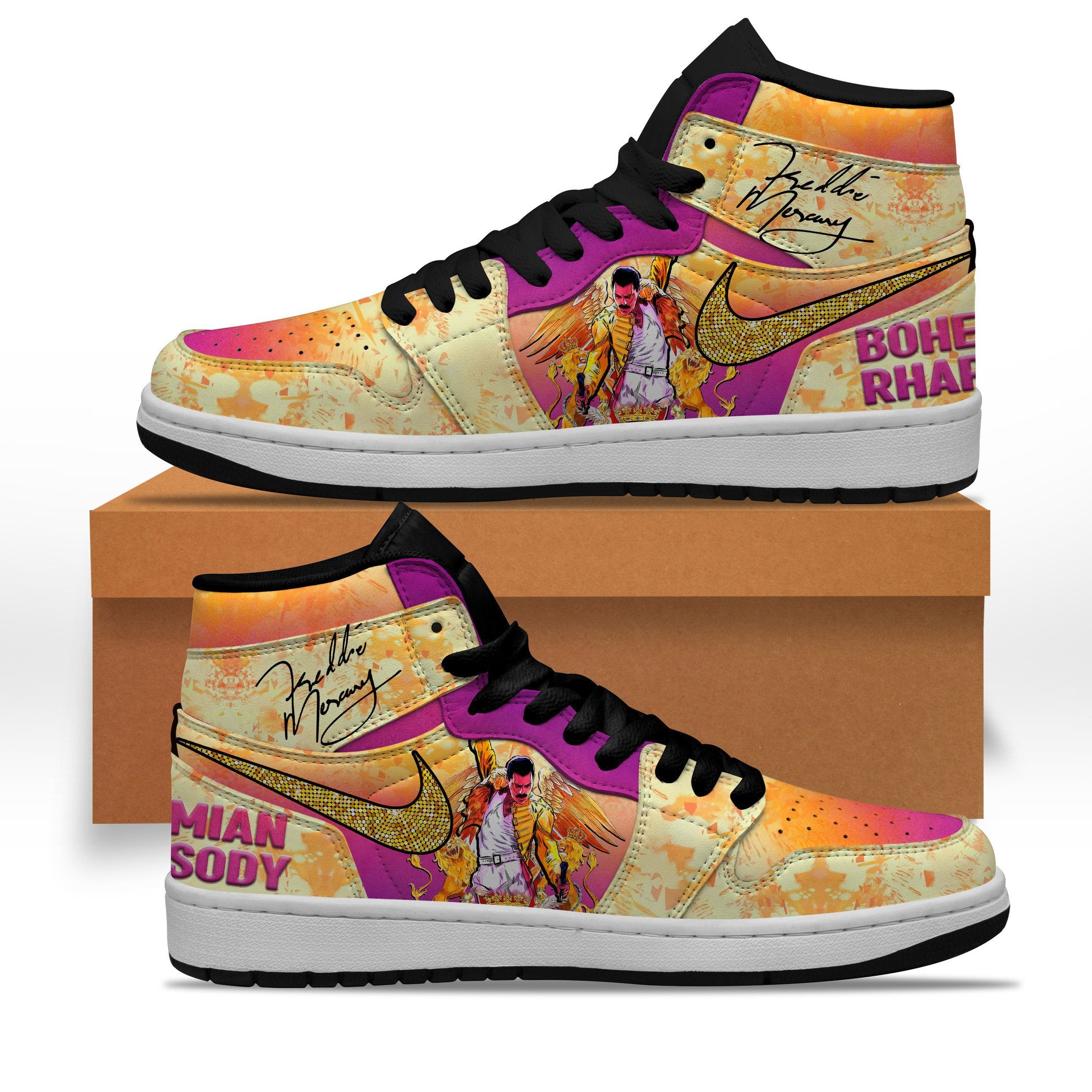 Ideafootwear Freddie Mercury AJ1 High Sneakers Shoes For Men And Women 3