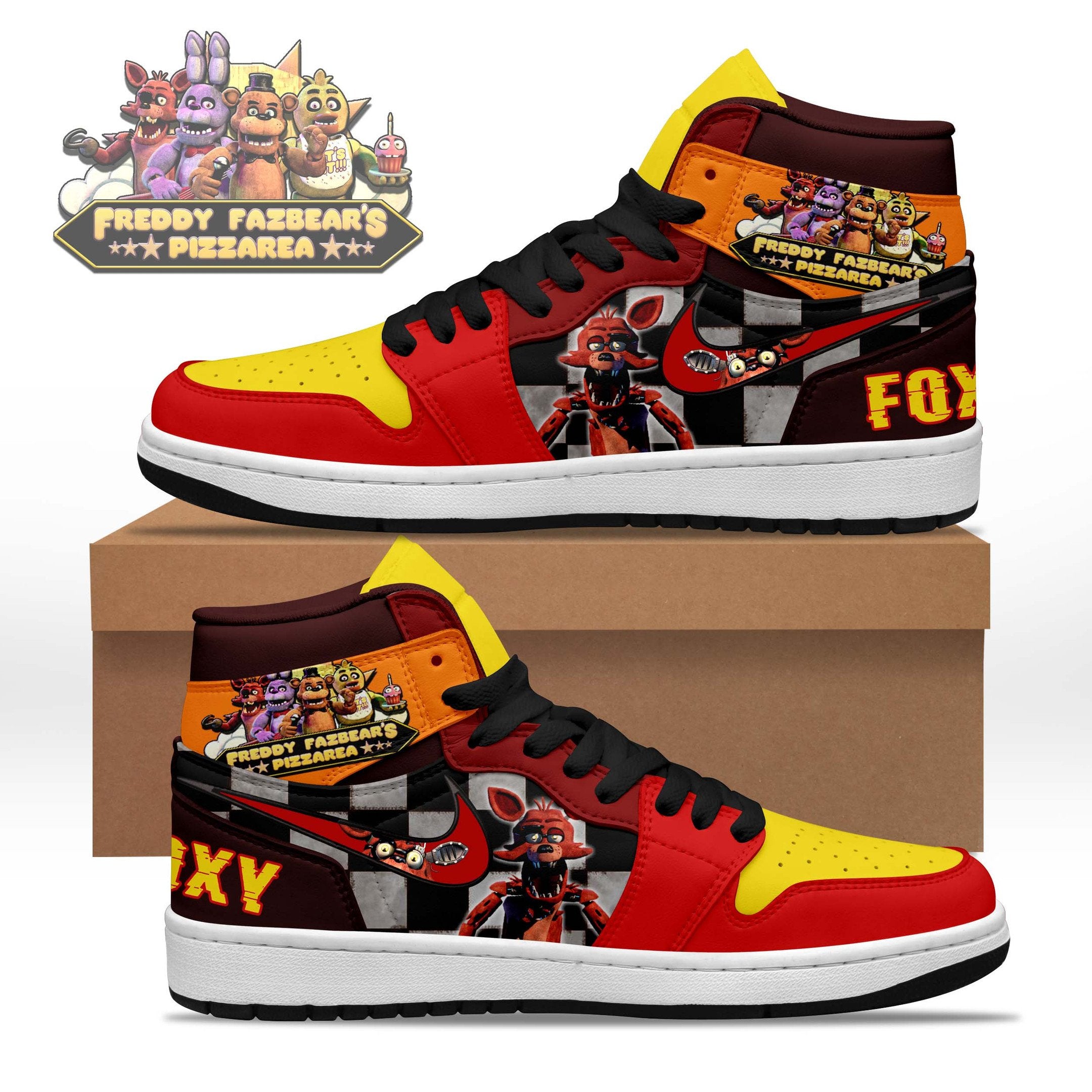 Ideafootwear Freddy Fazbear's Pizza AJ1 High Sneakers Shoes For Men And Women 3