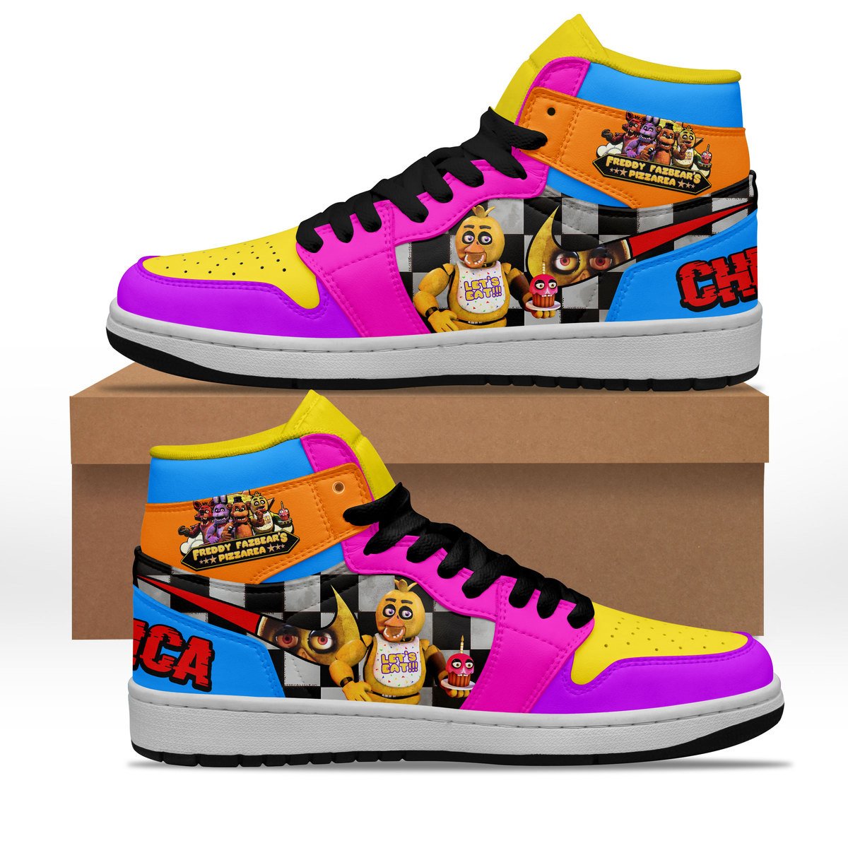 Ideafootwear Freddy Fazbear's Pizza AJ1 High Sneakers Shoes For Men And Women 2