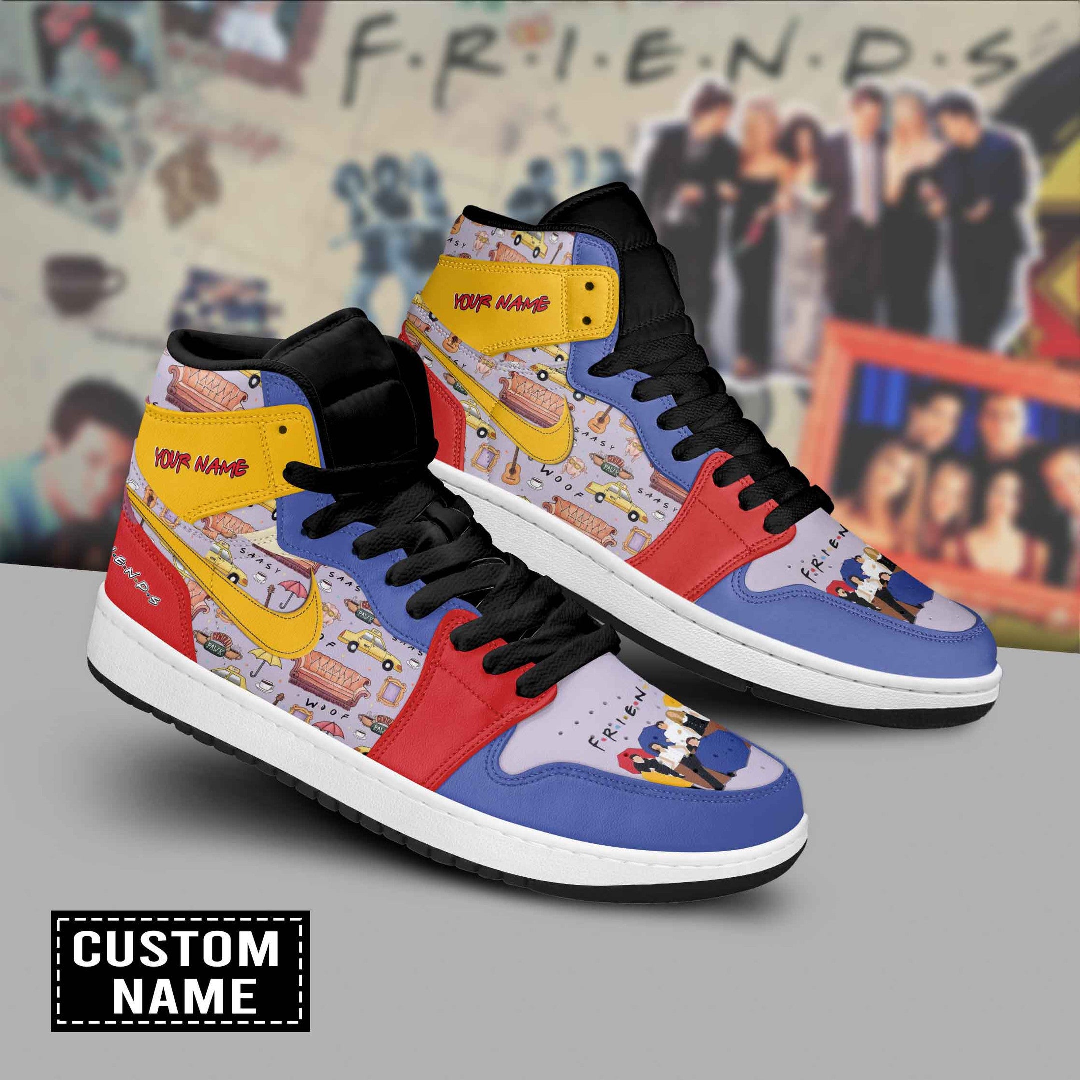 Ideafootwear Friends AJ1 High Sneakers Shoes For Men And Women 10