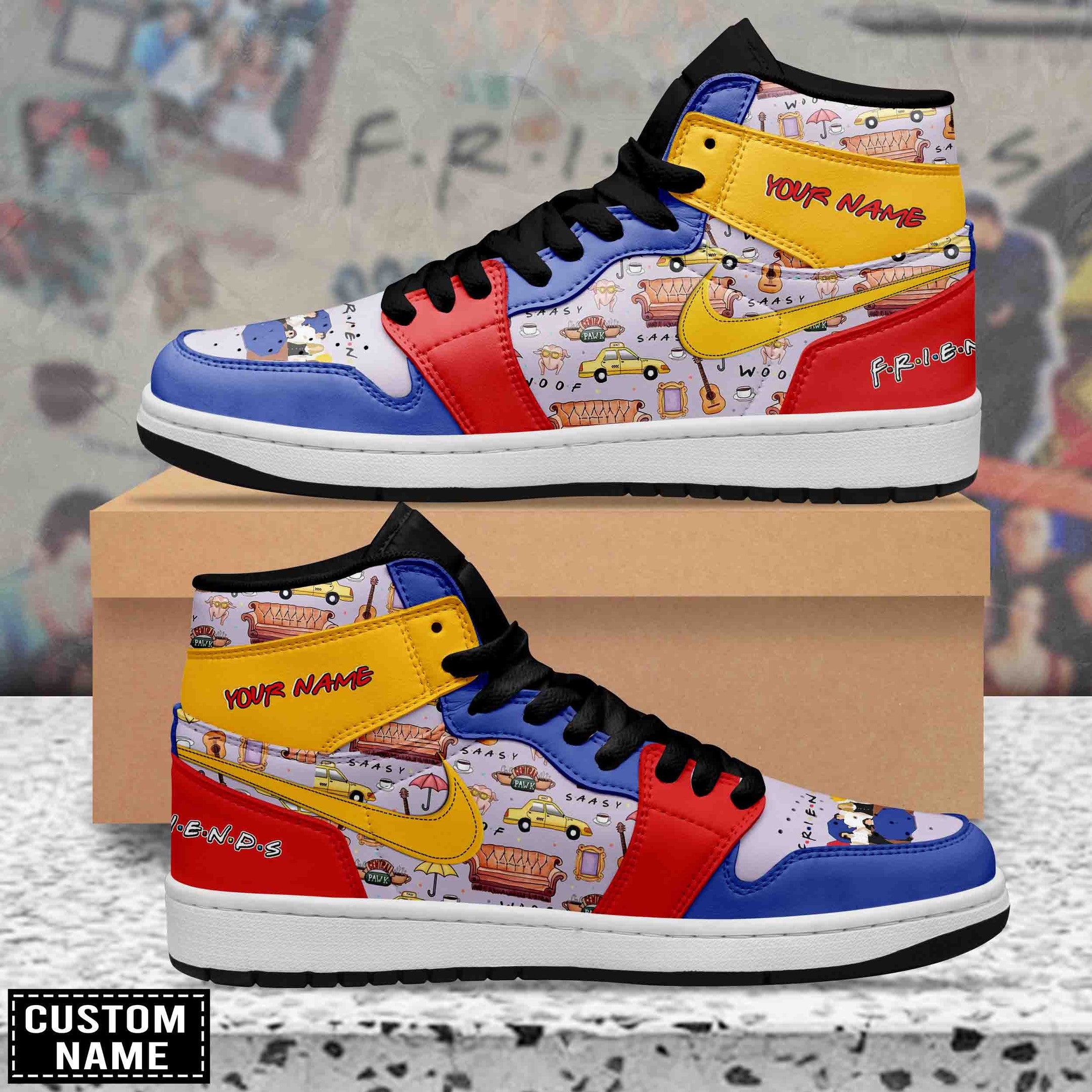 Ideafootwear Friends AJ1 High Sneakers Shoes For Men And Women 10