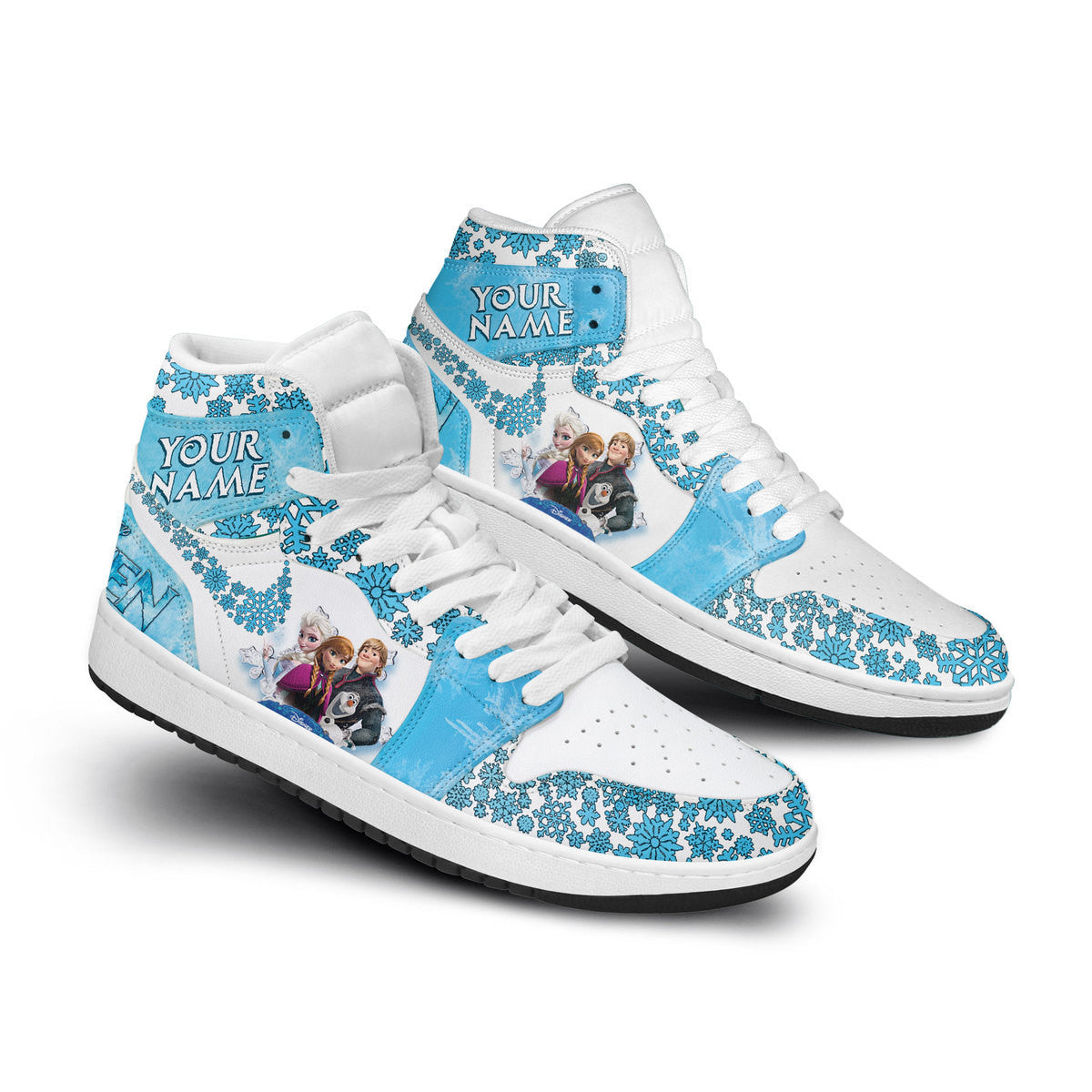 Ideafootwear Frozen Elsa AJ1 High Sneakers Shoes For Men And Women 2