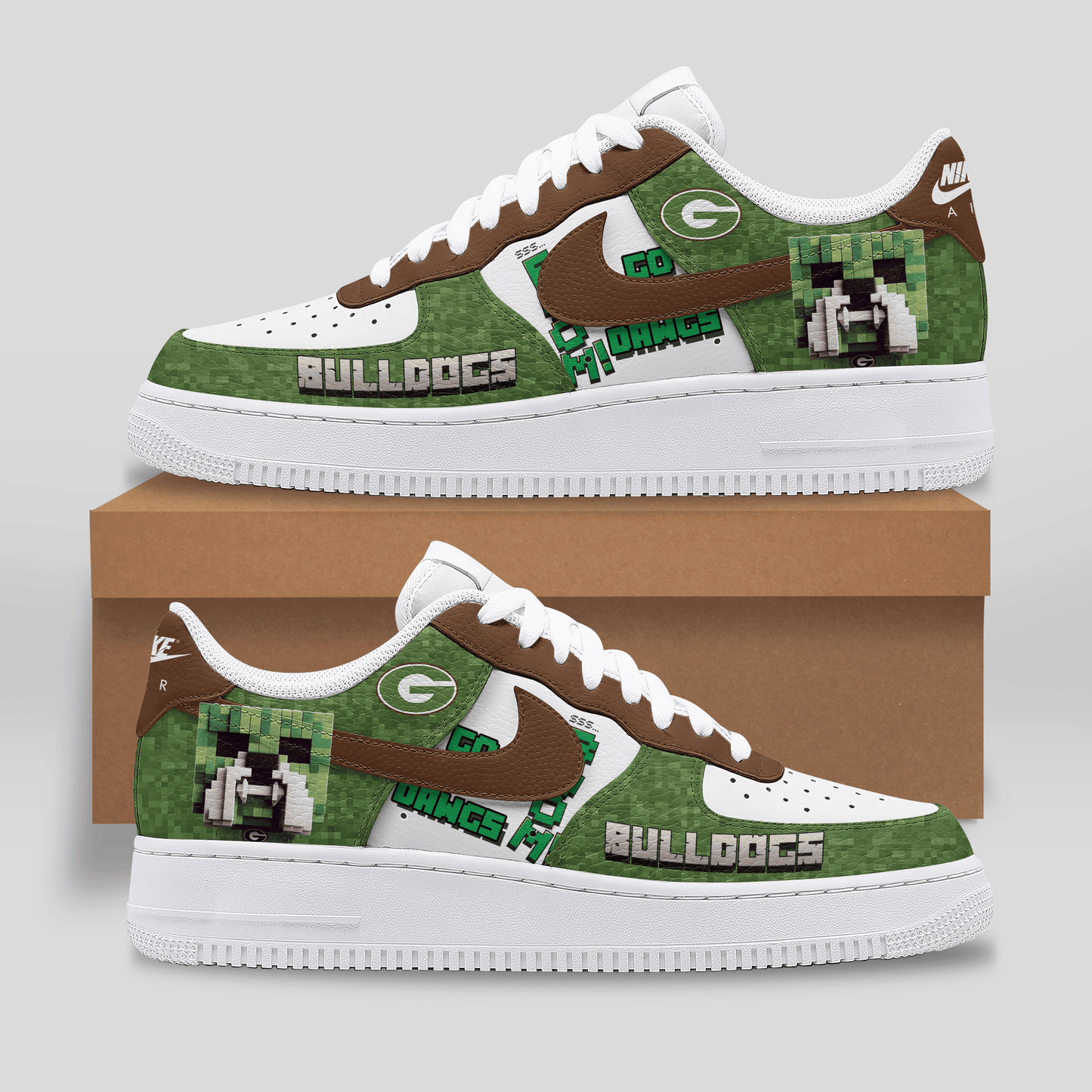 Ideafootwear Georgia Bulldogs x Minecraft Air Low-Top Sneakers Shoes For Men And Women 1