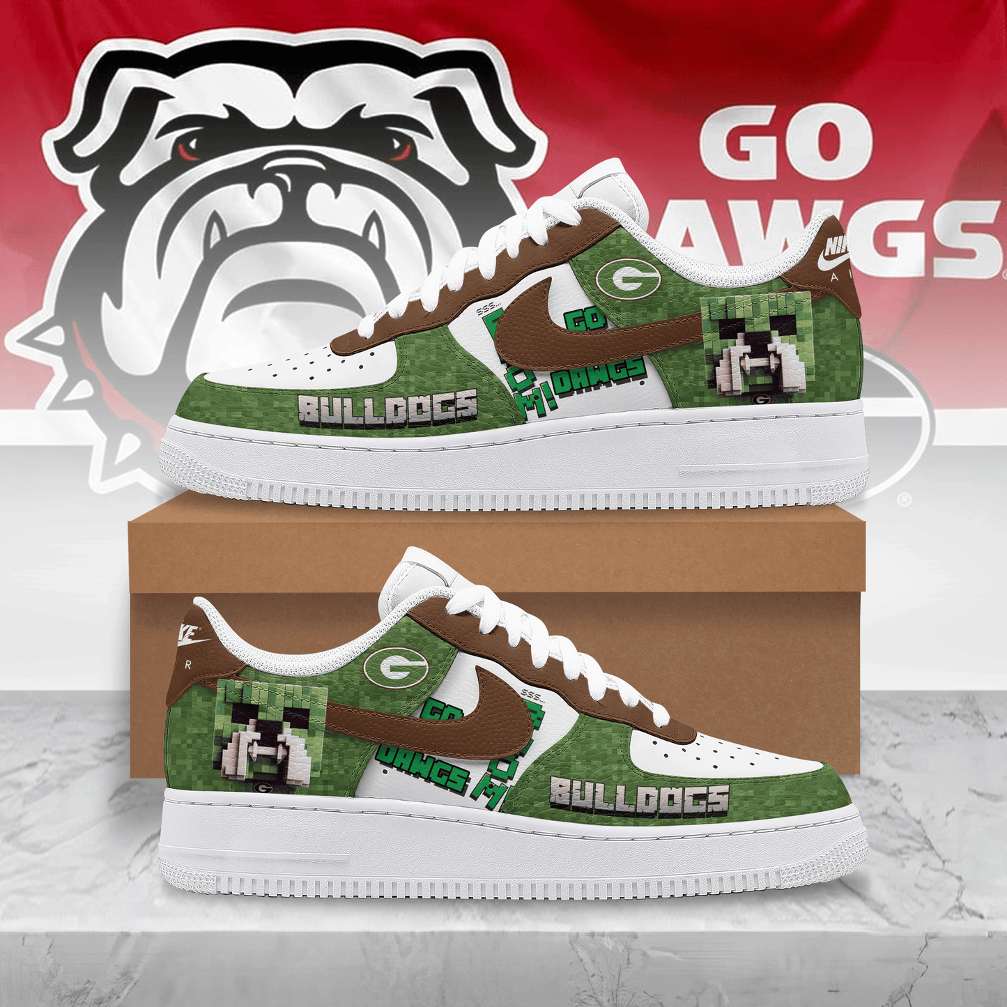 Ideafootwear Georgia Bulldogs x Minecraft Air Low-Top Sneakers Shoes For Men And Women 1