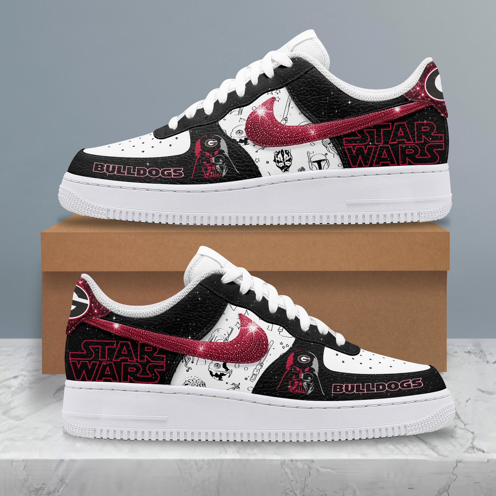 Ideafootwear Georgia Bulldogs x Star Wars Night Air Low-Top Sneakers Shoes For Men And Women 1