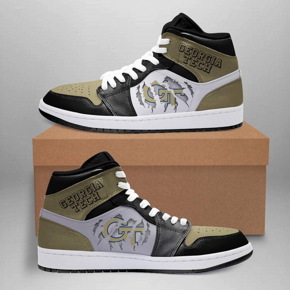 Ideafootwear Georgia Tech Yellow Jackets AJ1 High Sneakers Shoes For Men And Women 2