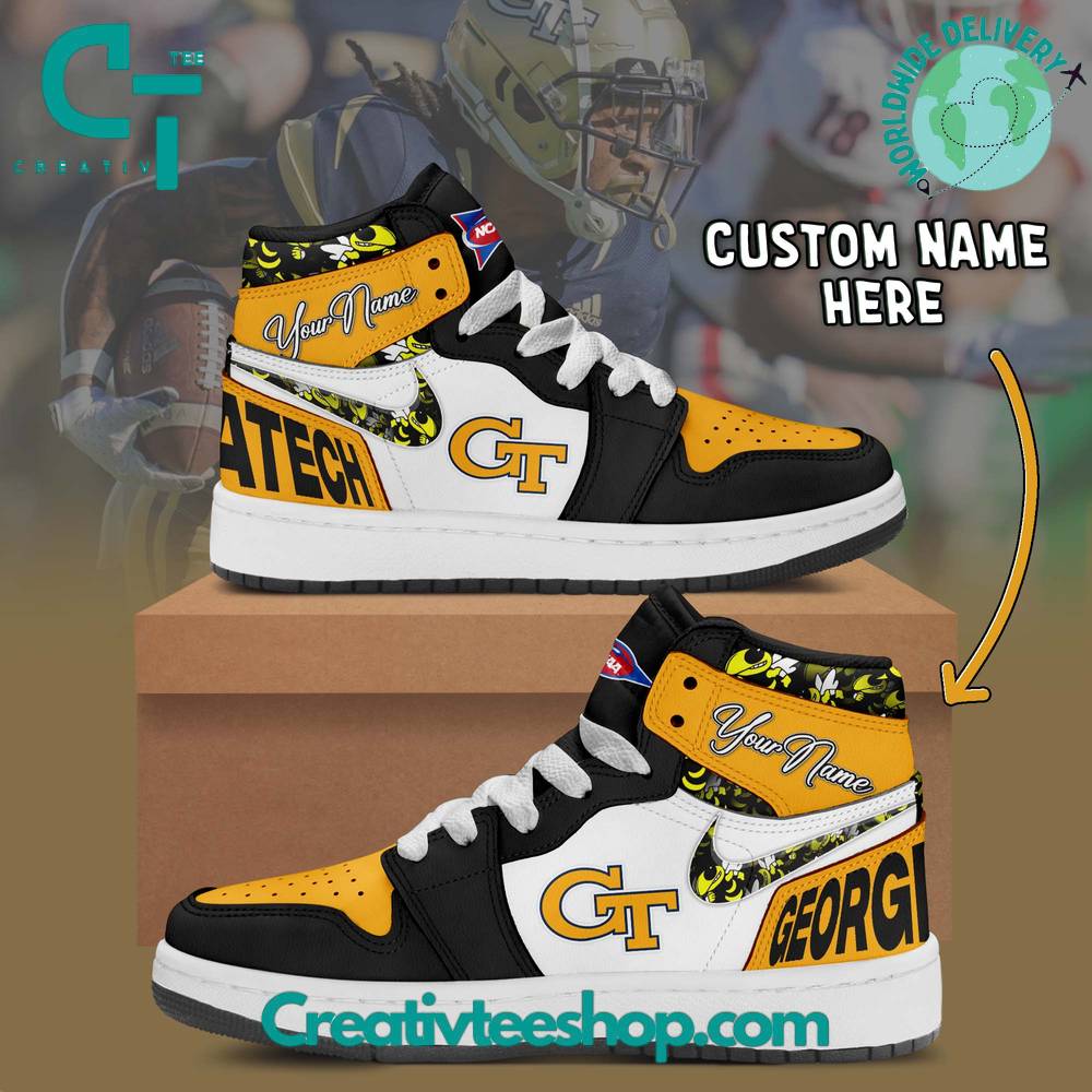 Ideafootwear Georgia Tech Yellow Jackets AJ1 High Sneakers Shoes For Men And Women 1