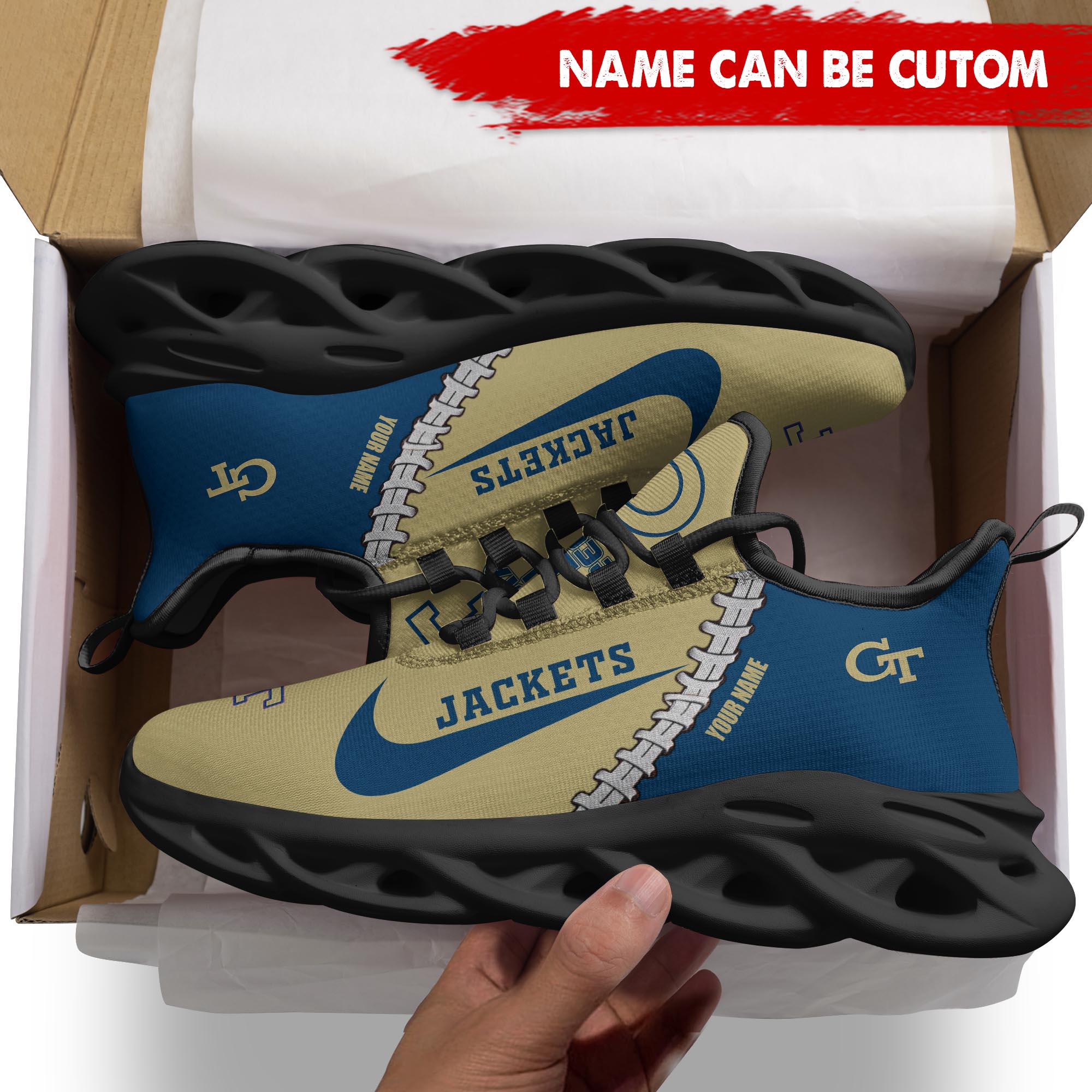 Ideafootwear Georgia Tech Yellow Jackets Max Soul Shoes Sneakers For Men And Women 1