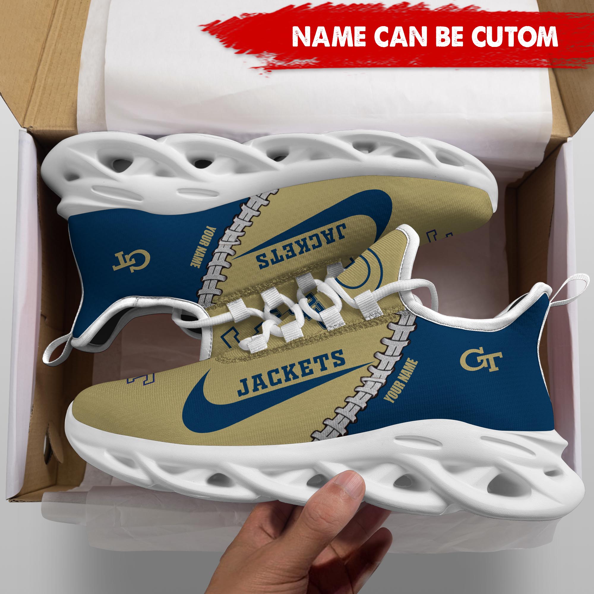 Ideafootwear Georgia Tech Yellow Jackets Max Soul Shoes Sneakers For Men And Women 1