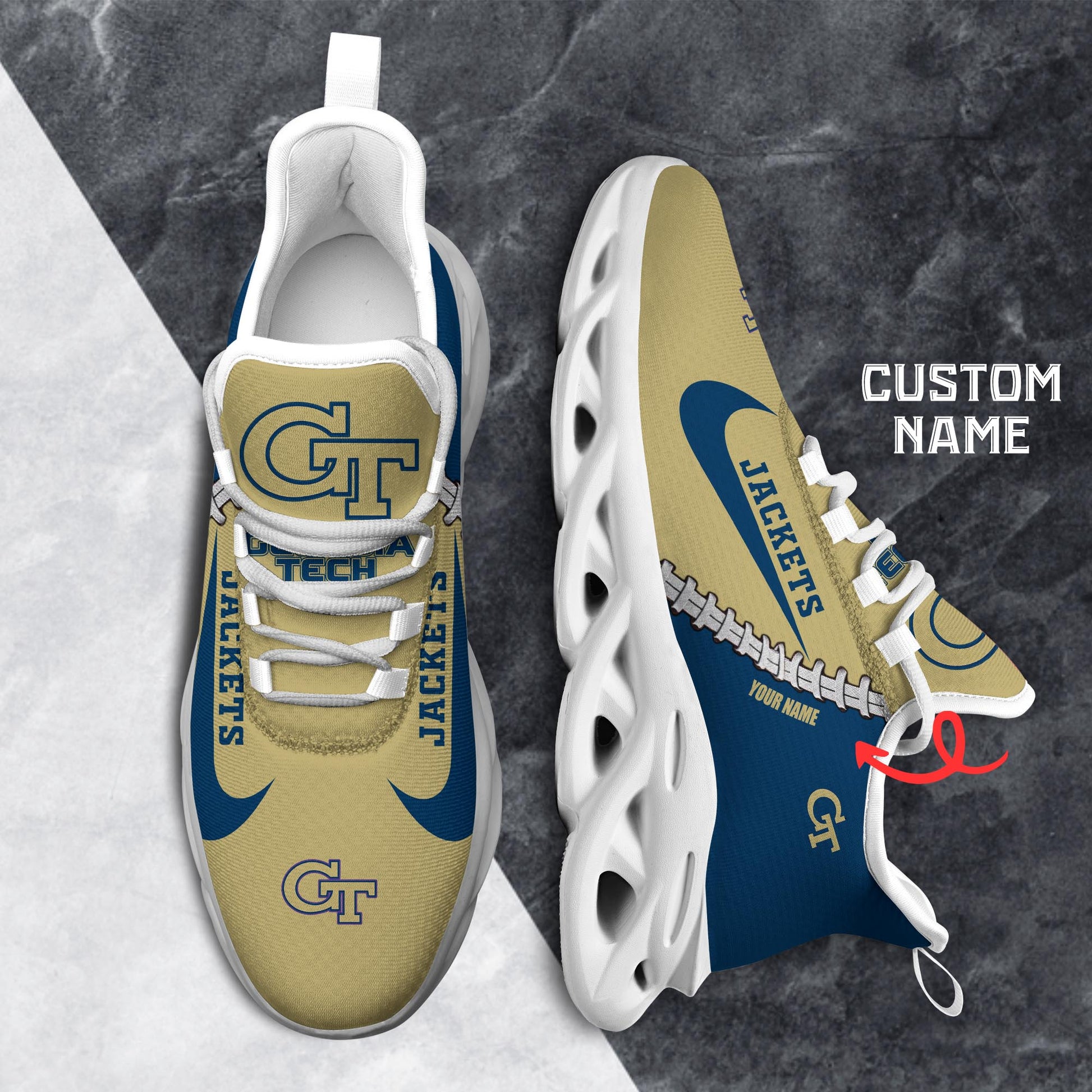 Ideafootwear Georgia Tech Yellow Jackets Max Soul Shoes Sneakers For Men And Women 1