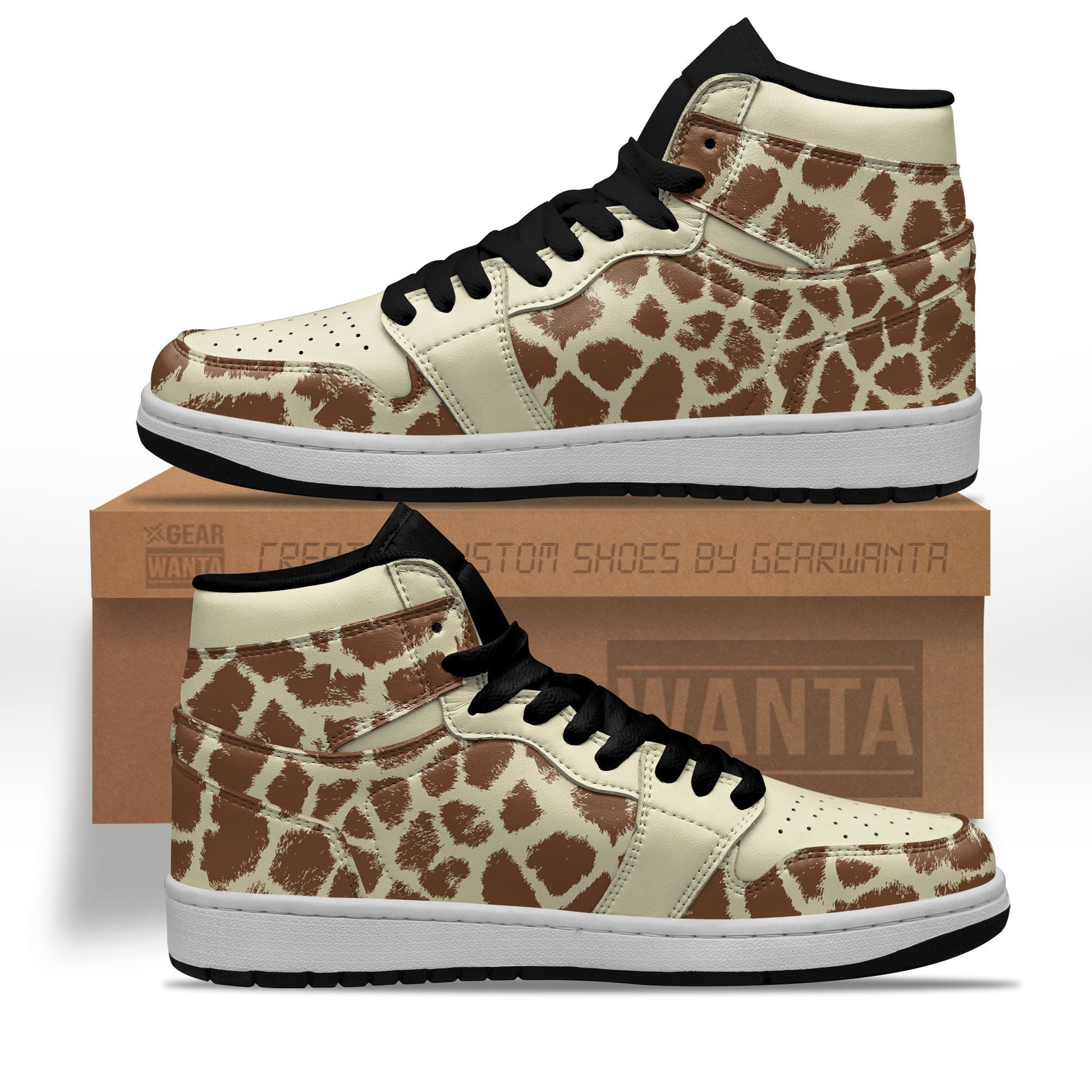 Ideafootwear Giraffe Skin AJ1 High Sneakers Shoes For Men And Women 1