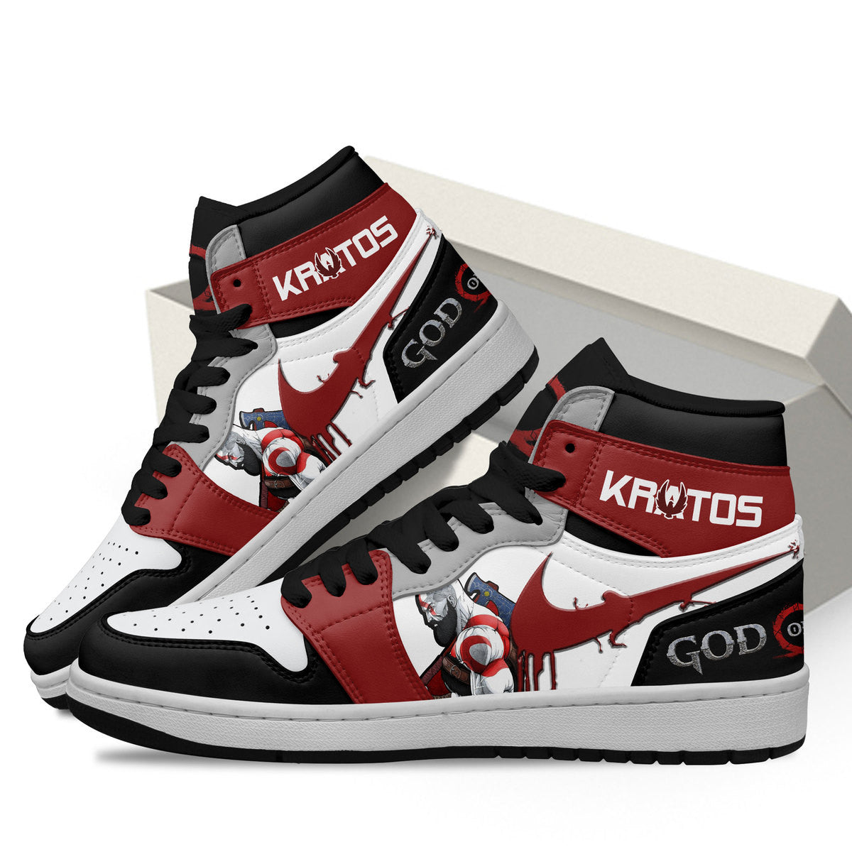 Ideafootwear God Of War AJ1 High Sneakers Shoes For Men And Women 2