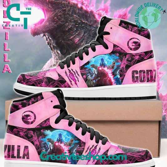 Ideafootwear Godzilla Pink AJ1 High Sneakers Shoes For Men And Women 1