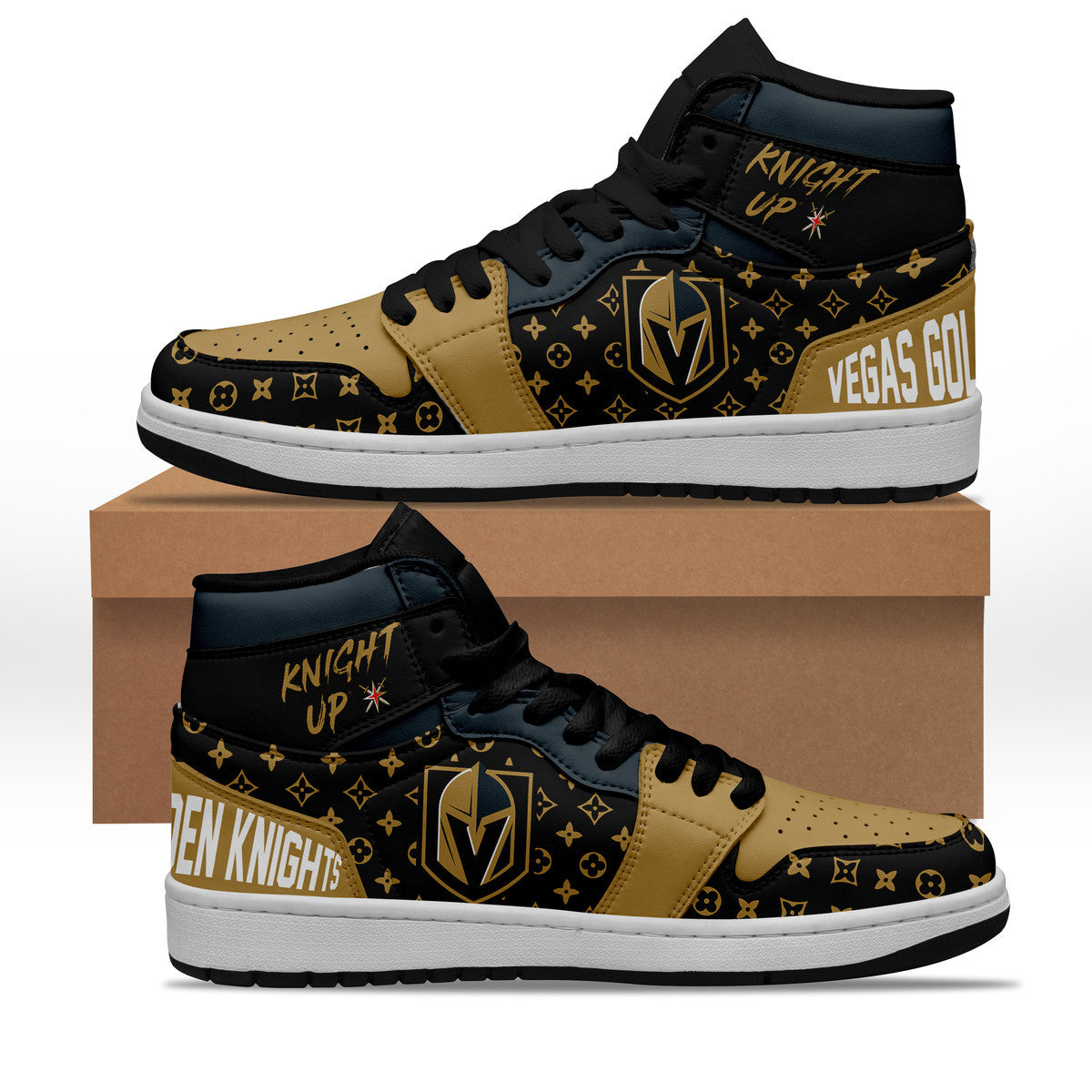 Ideafootwear Golden Knights AJ1 High Sneakers Shoes For Men And Women 5