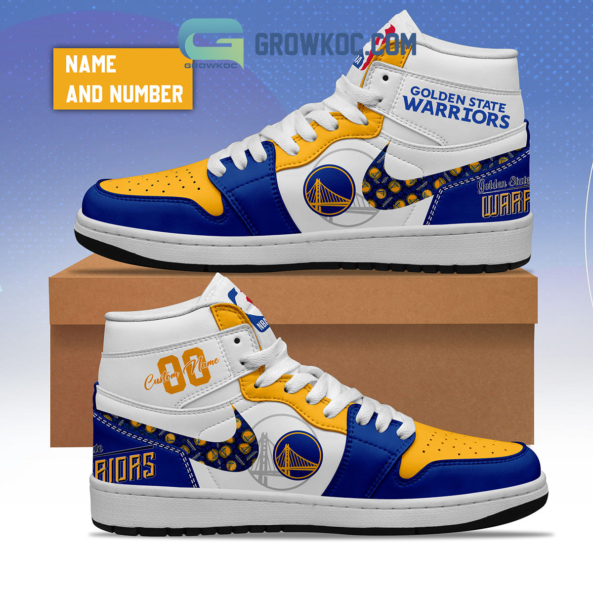 Ideafootwear Golden State Warriors AJ1 High Sneakers Shoes For Men And Women 6