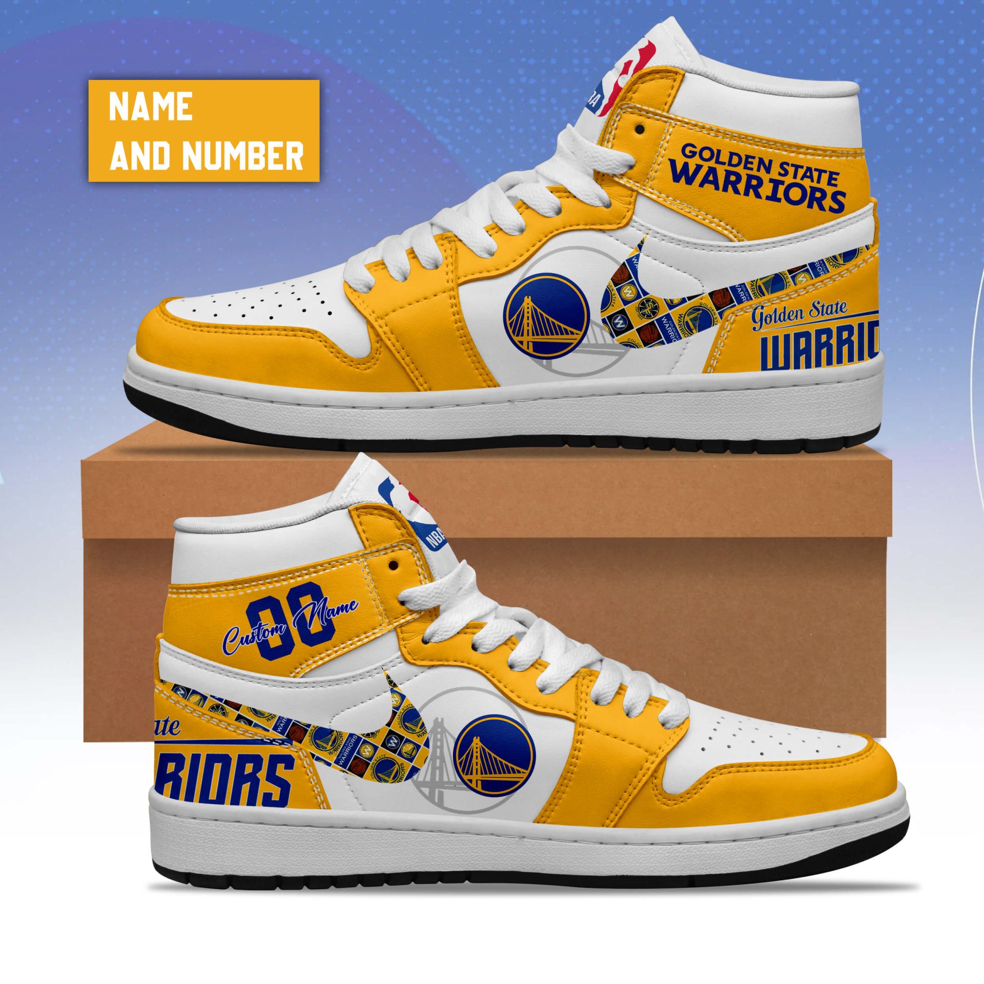 Ideafootwear Golden State Warriors AJ1 High Sneakers Shoes For Men And Women 1