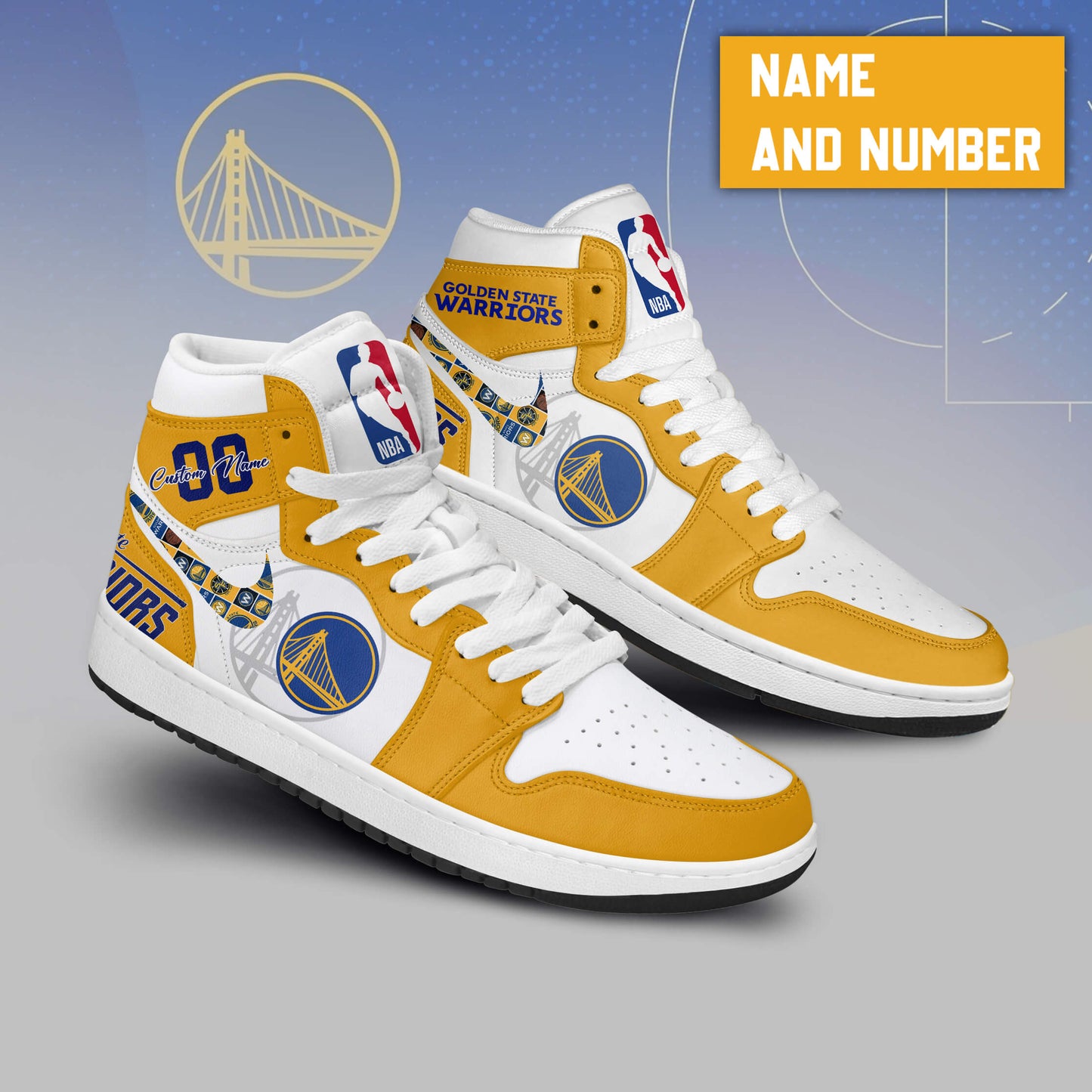 Ideafootwear Golden State Warriors AJ1 High Sneakers Shoes For Men And Women 1