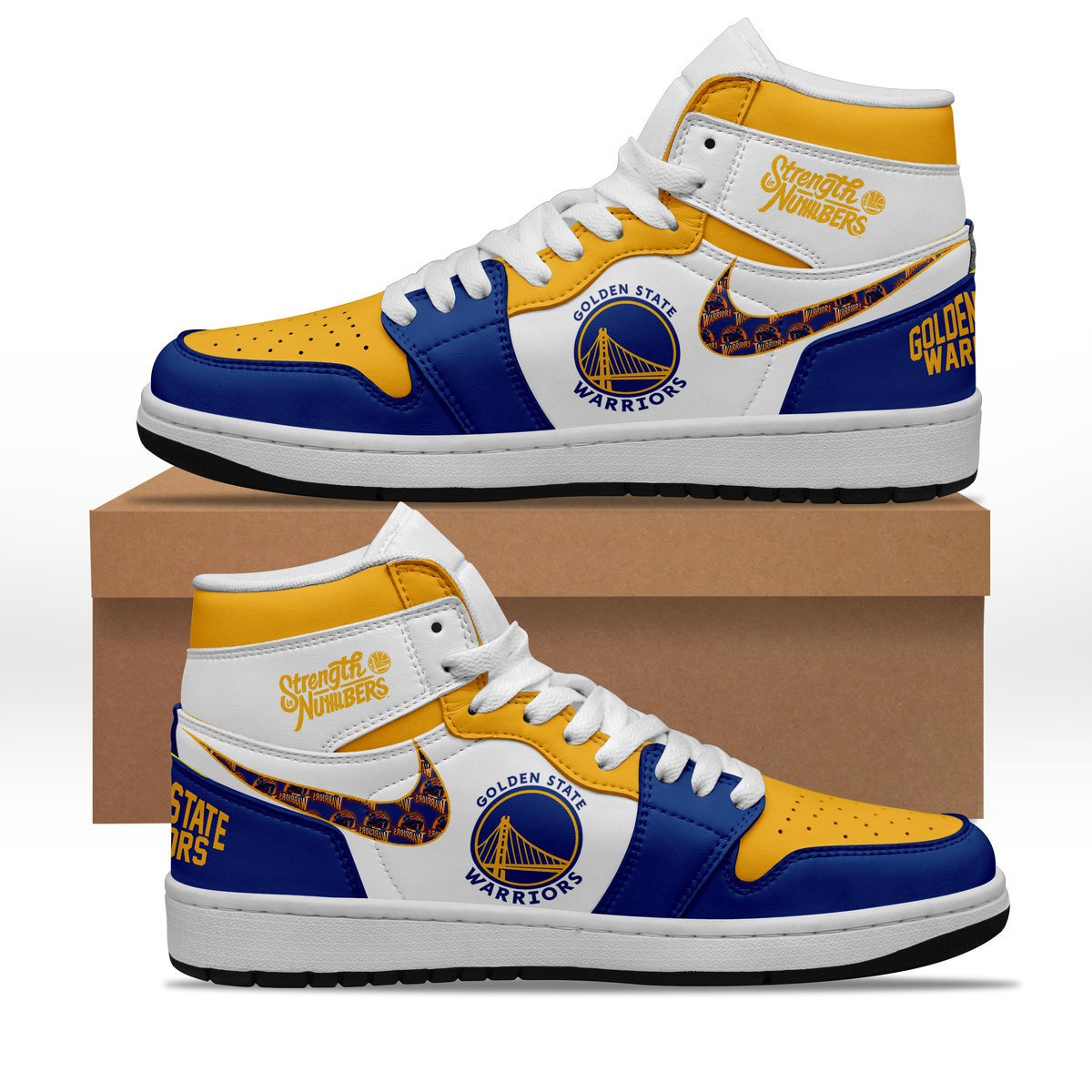 Ideafootwear Golden State Warriors AJ1 High Sneakers Shoes For Men And Women 9