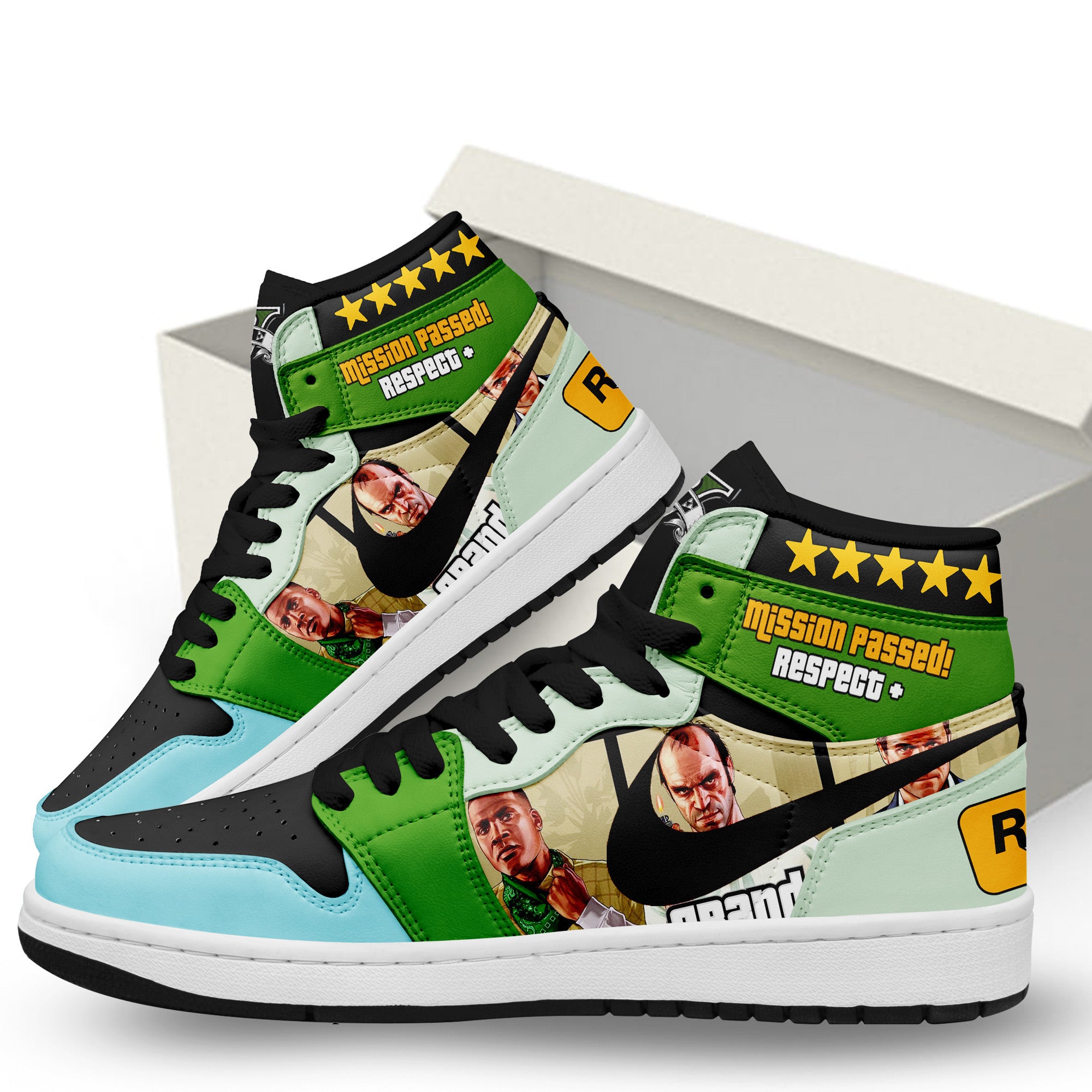 Ideafootwear Grand Theft Auto AJ1 High Sneakers Shoes For Men And Women 1