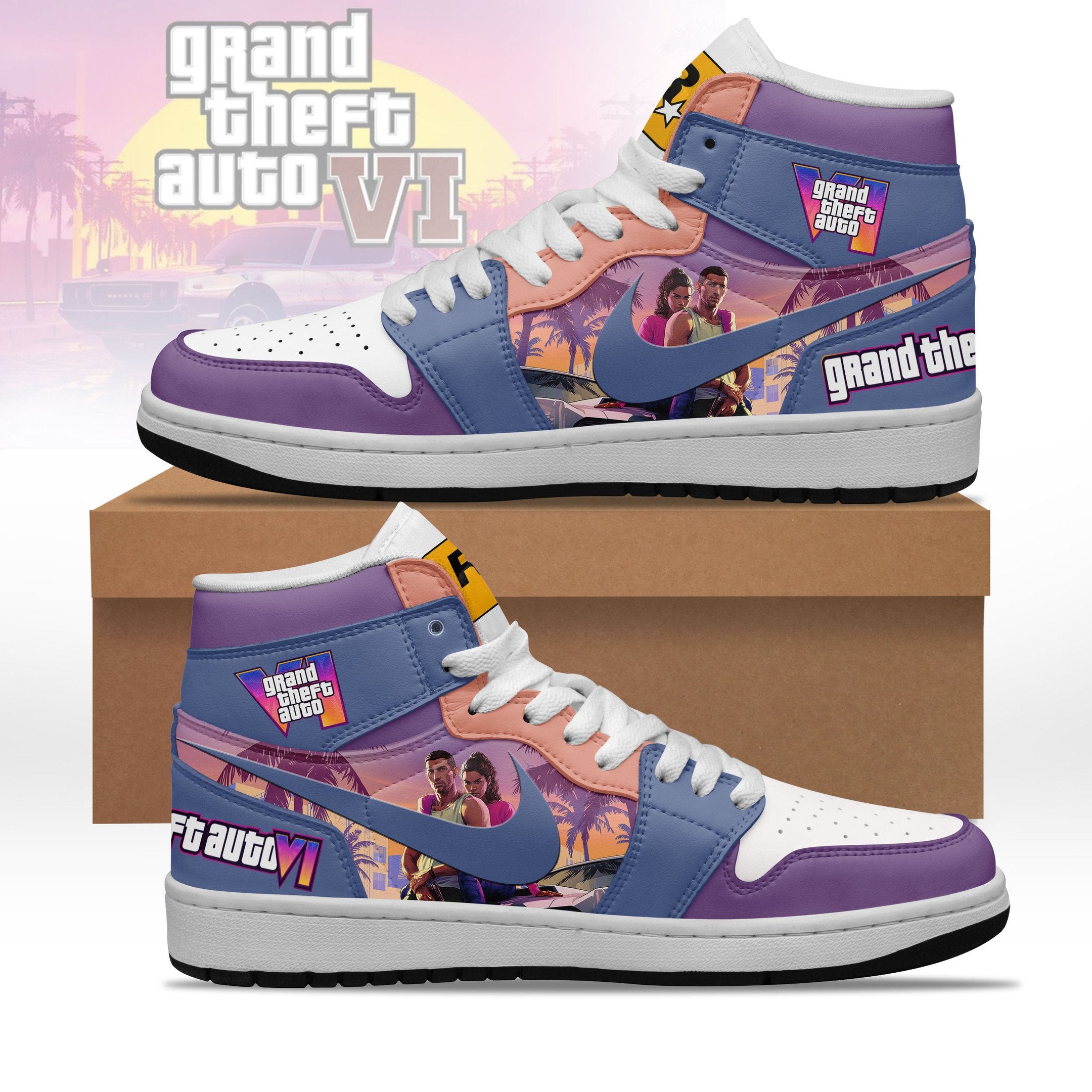 Ideafootwear Grand Theft Auto VI AJ1 High Sneakers Shoes For Men And Women 1