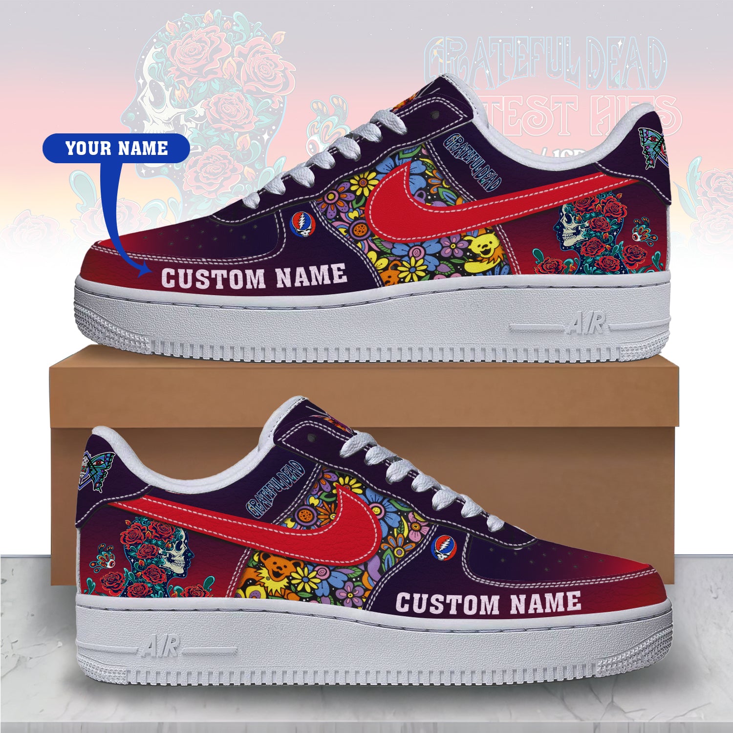 Ideafootwear Grateful Dead Air Low-Top Sneakers Shoes For Men And Women 4