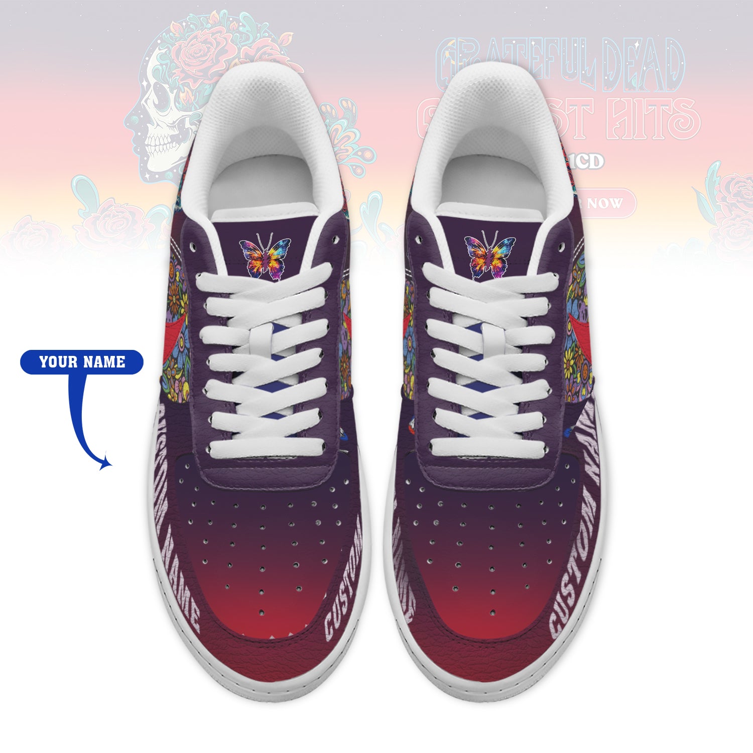 Ideafootwear Grateful Dead Air Low-Top Sneakers Shoes For Men And Women 4