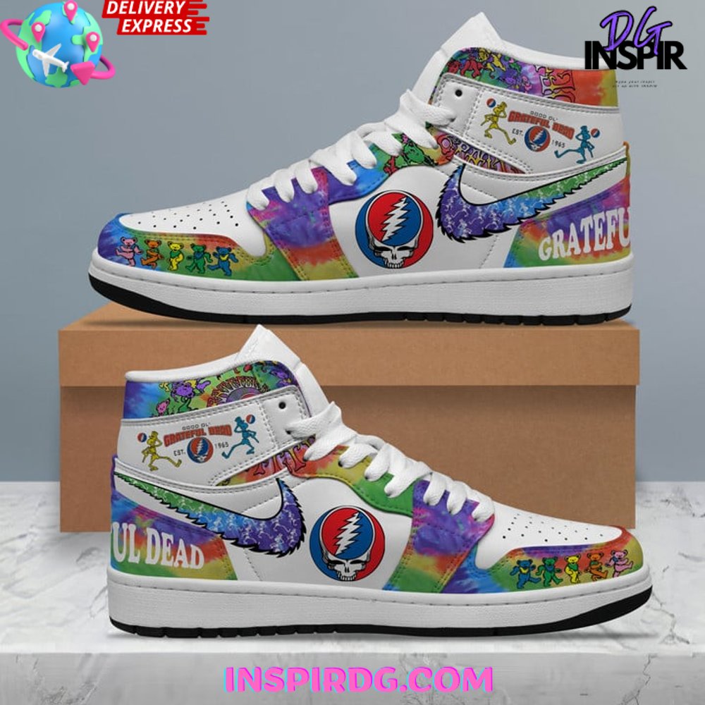 Ideafootwear Grateful Dead AJ1 High Sneakers Shoes For Men And Women 8