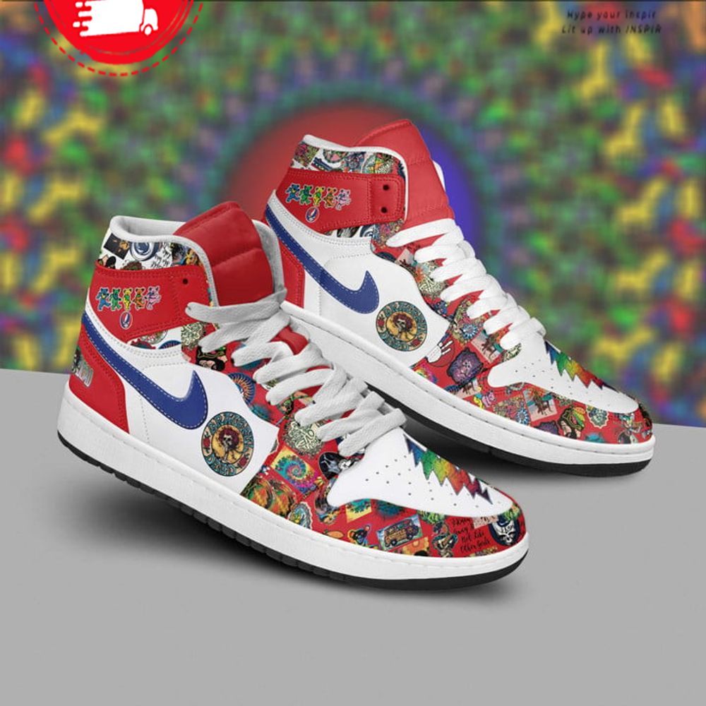 Ideafootwear Grateful Dead AJ1 High Sneakers Shoes For Men And Women 7