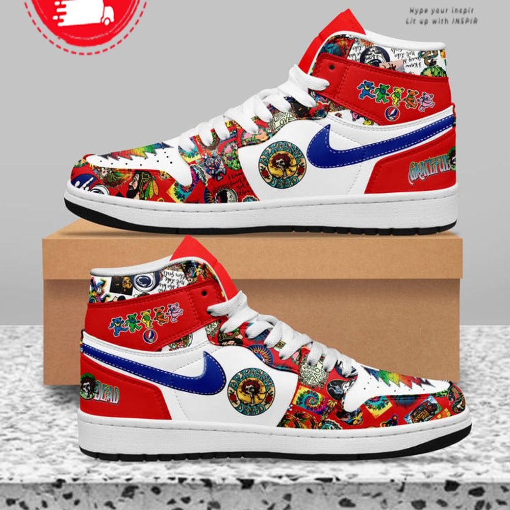 Ideafootwear Grateful Dead AJ1 High Sneakers Shoes For Men And Women 7