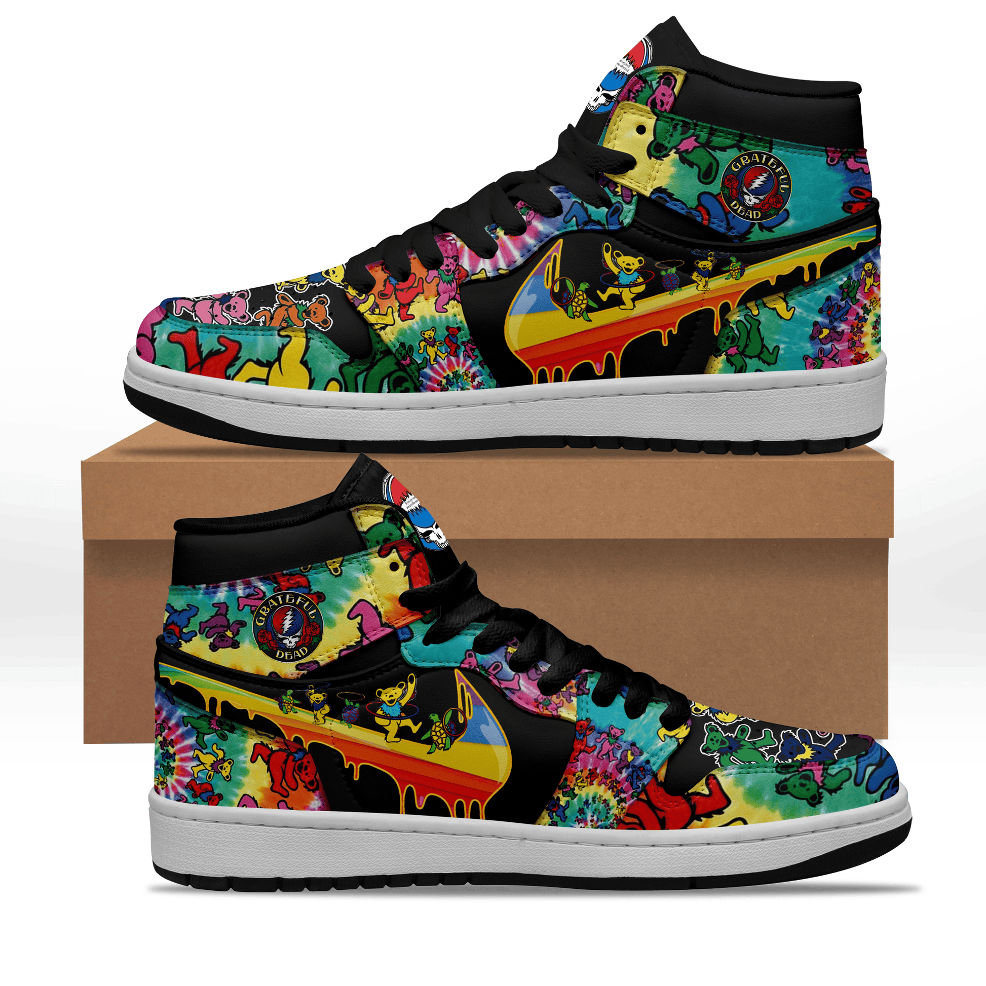 Ideafootwear Grateful Dead AJ1 High Sneakers Shoes For Men And Women 21
