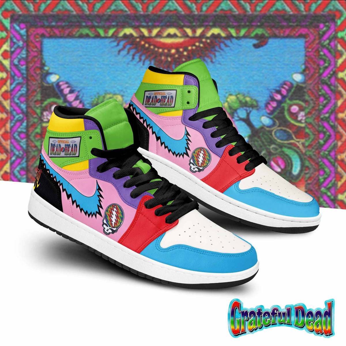 Ideafootwear Grateful Dead AJ1 High Sneakers Shoes For Men And Women 18