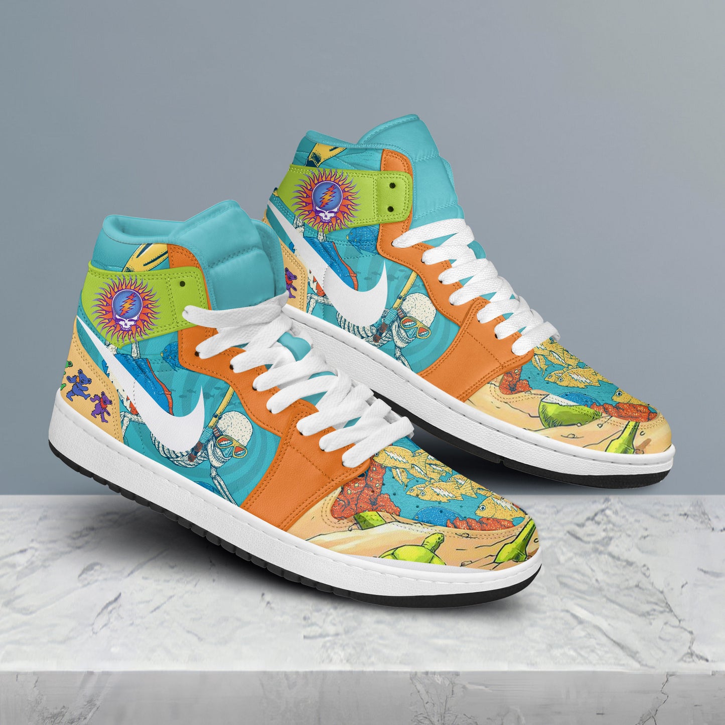 Ideafootwear Grateful Dead AJ1 High Sneakers Shoes For Men And Women 22