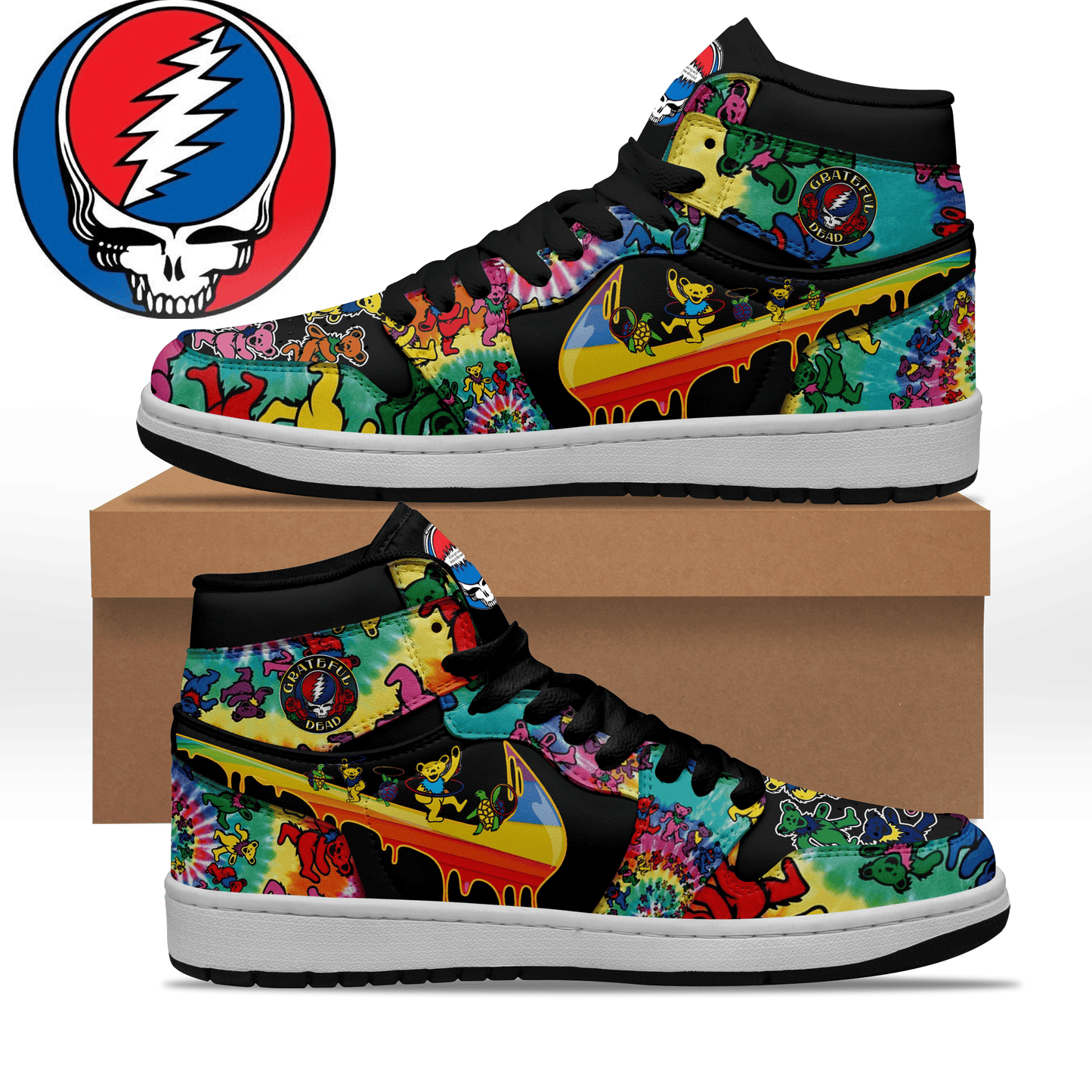 Ideafootwear Grateful Dead AJ1 High Sneakers Shoes For Men And Women 21