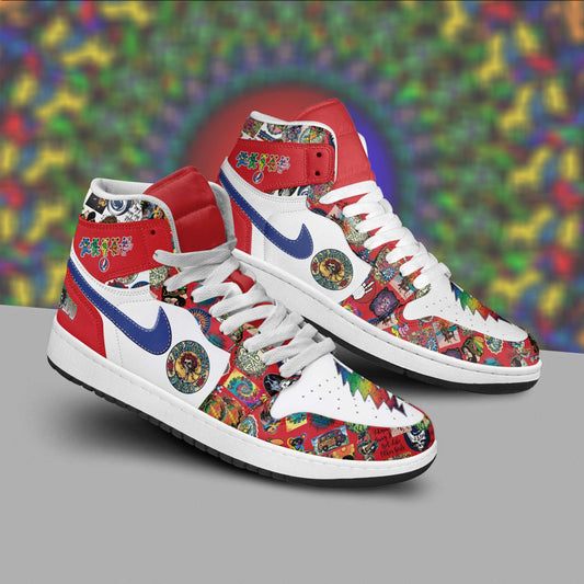 Ideafootwear Grateful Dead AJ1 High Sneakers Shoes For Men And Women 17