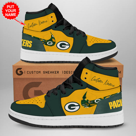 Ideafootwear Green Bay Packers AJ1 High Sneakers Shoes For Men And Women 7