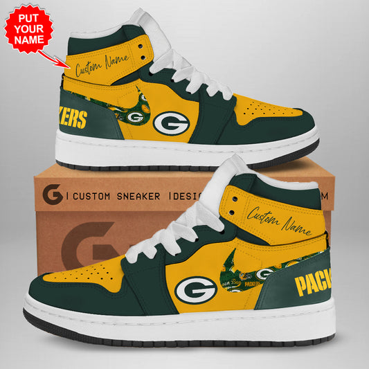 Ideafootwear Green Bay Packers AJ1 High Sneakers Shoes For Men And Women 6