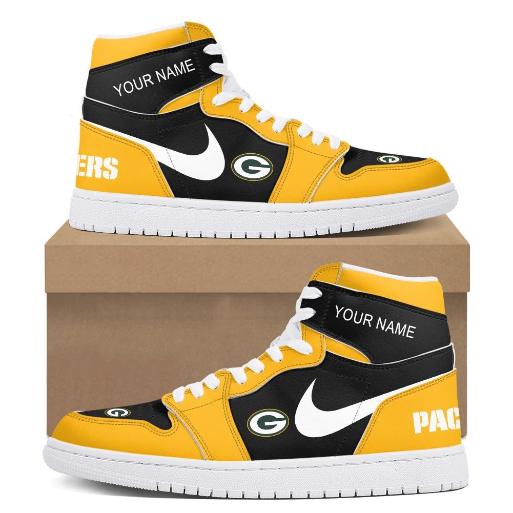 Ideafootwear Green Bay Packers AJ1 High Sneakers Shoes For Men And Women 12