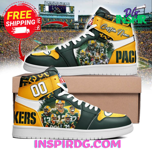 Ideafootwear Green Bay Packers AJ1 High Sneakers Shoes For Men And Women 9