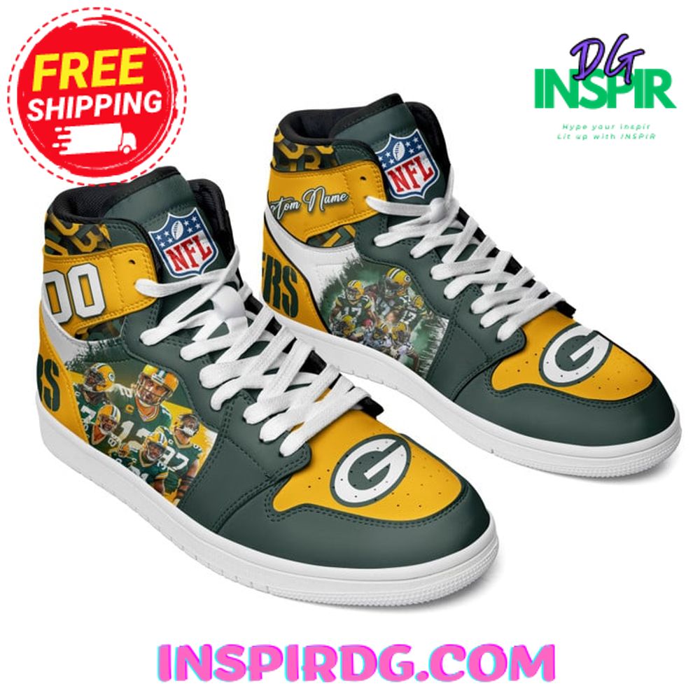 Ideafootwear Green Bay Packers AJ1 High Sneakers Shoes For Men And Women 9