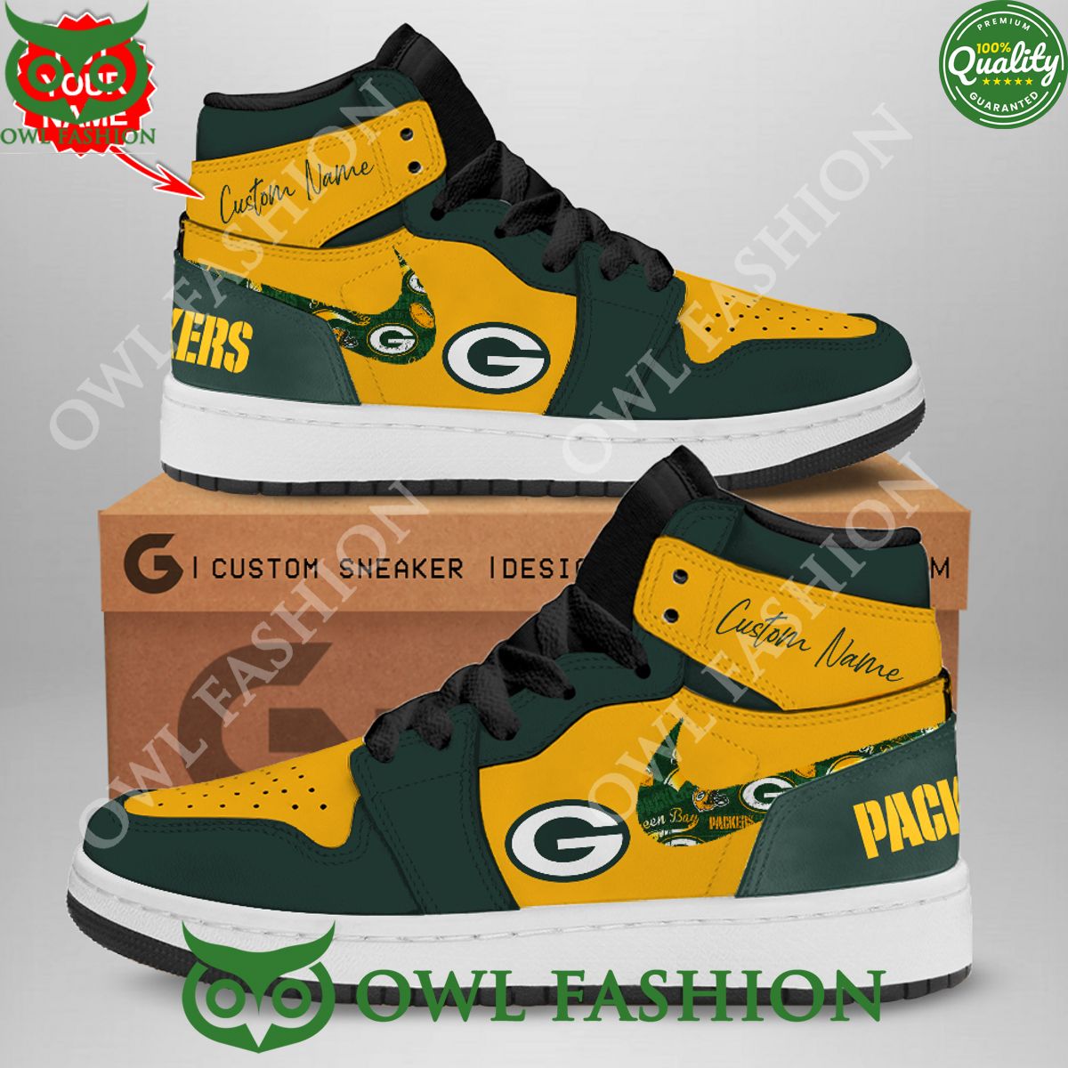 Ideafootwear Green Bay Packers AJ1 High Sneakers Shoes For Men And Women 15