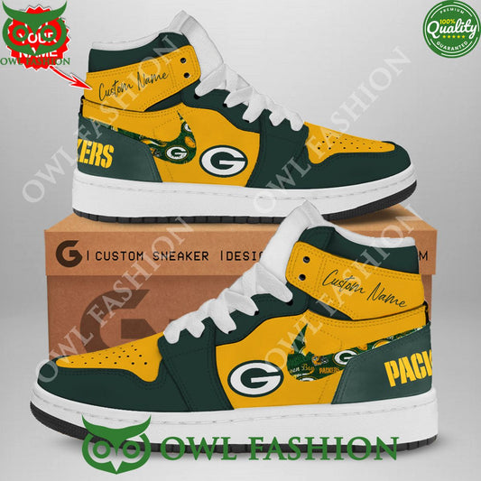 Ideafootwear Green Bay Packers AJ1 High Sneakers Shoes For Men And Women 16
