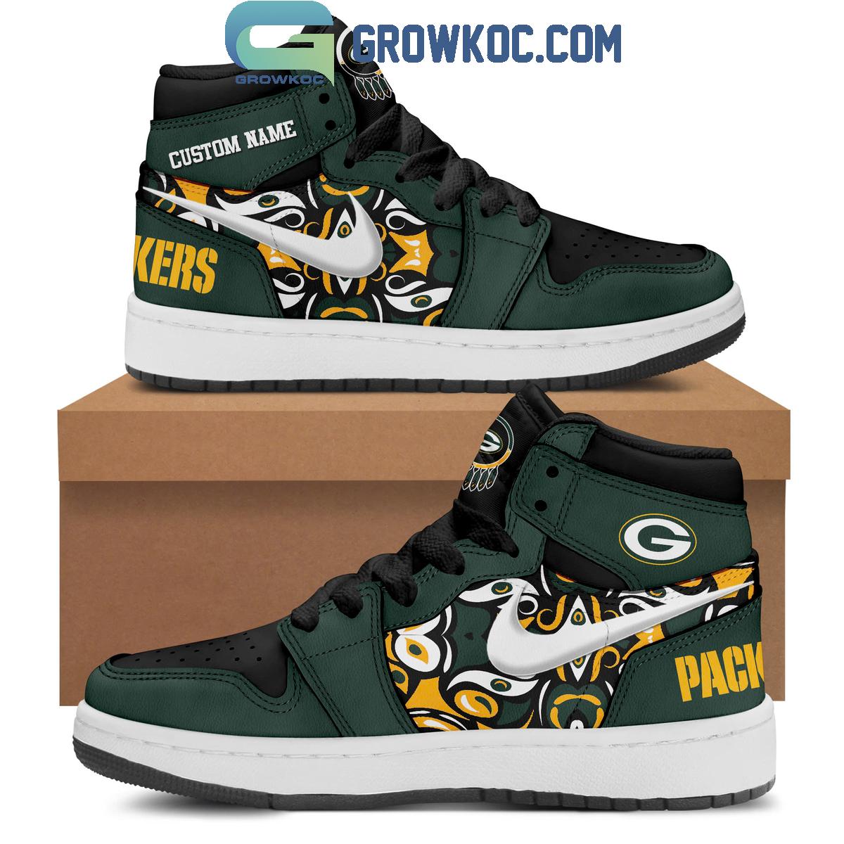 Ideafootwear Green Bay Packers AJ1 High Sneakers Shoes For Men And Women 13