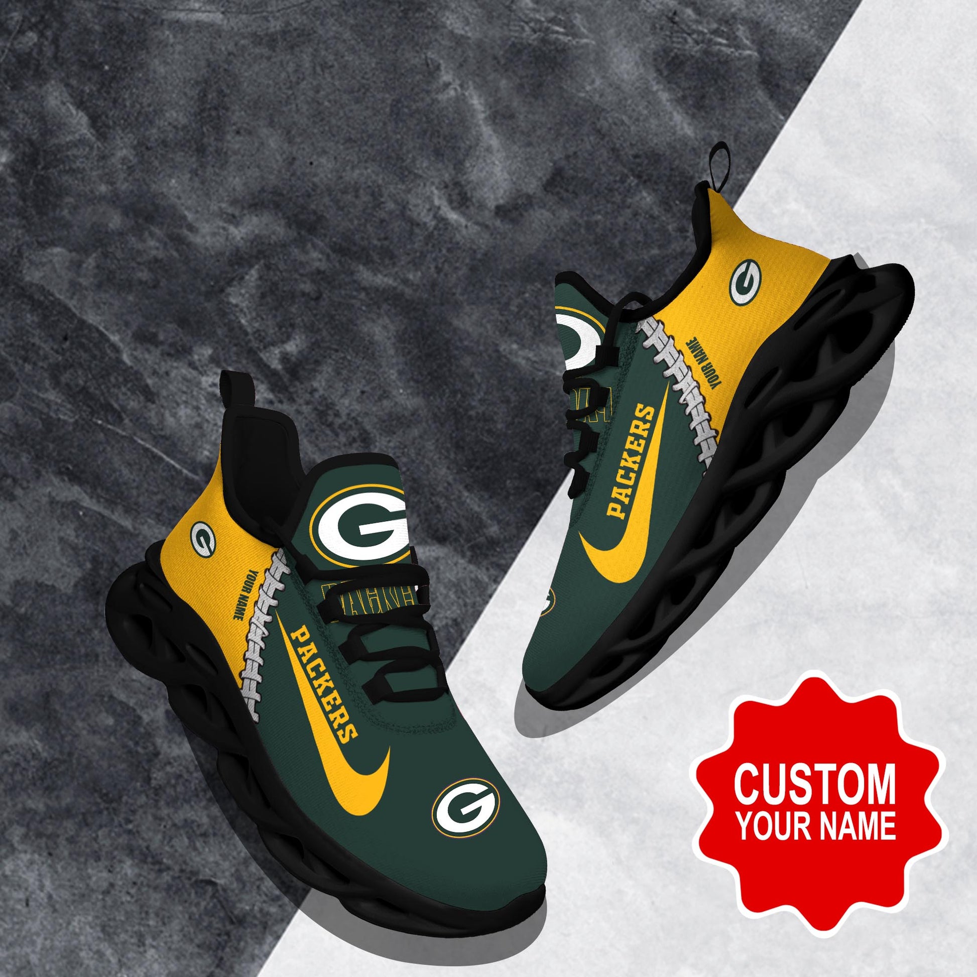 Ideafootwear Green Bay Packers Max Soul Shoes Sneakers For Men And Women 36