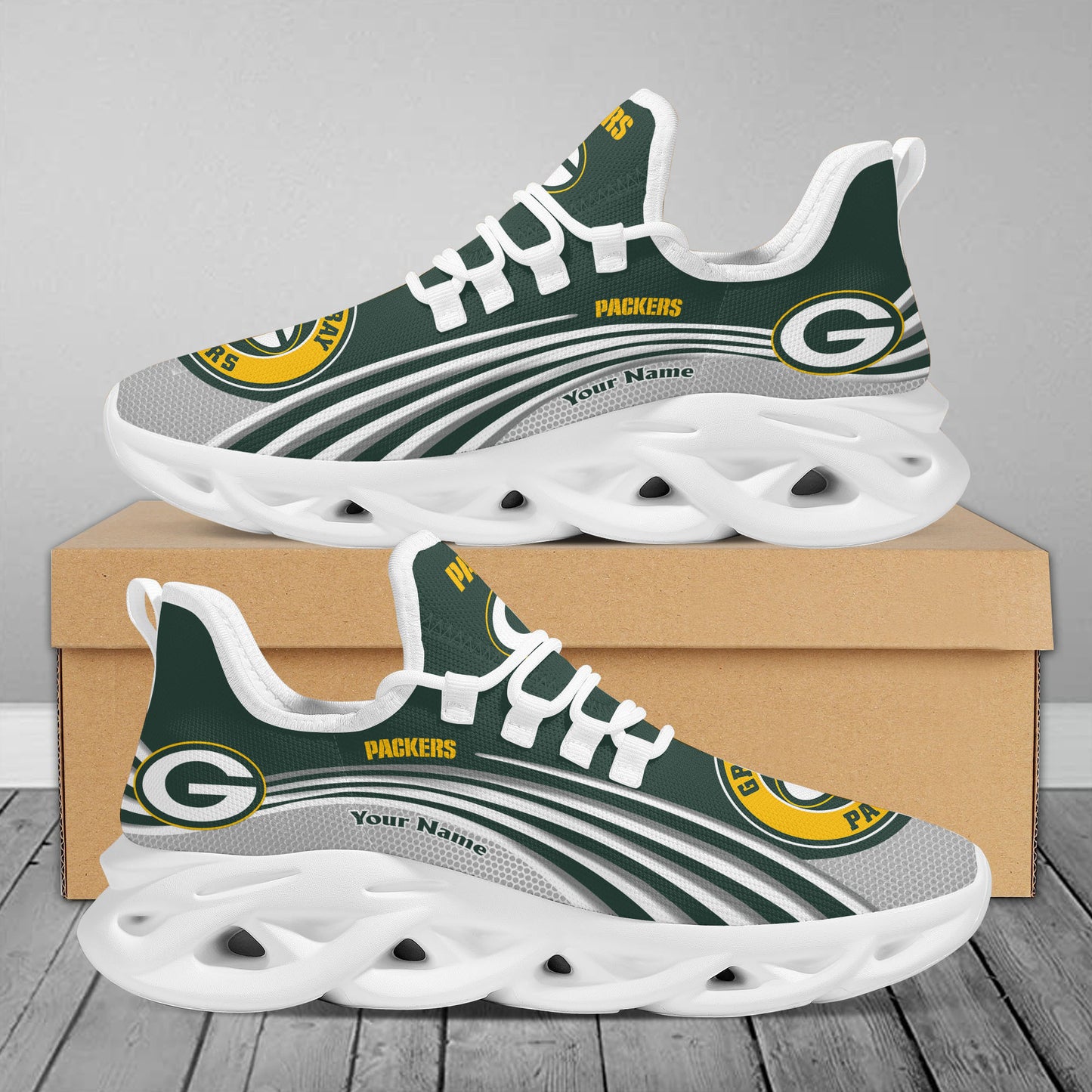 Ideafootwear Green Bay Packers Max Soul Shoes Sneakers For Men And Women 40
