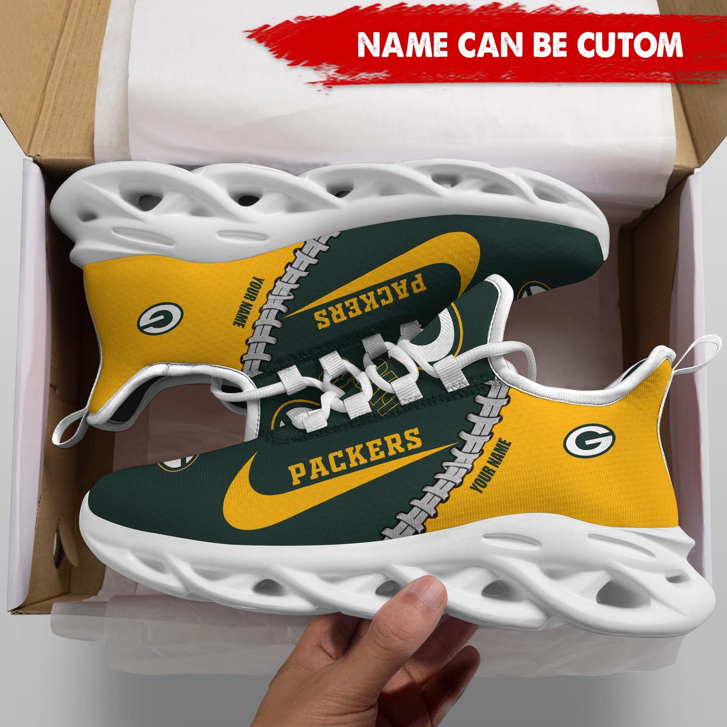 Ideafootwear Green Bay Packers Max Soul Shoes Sneakers For Men And Women 36