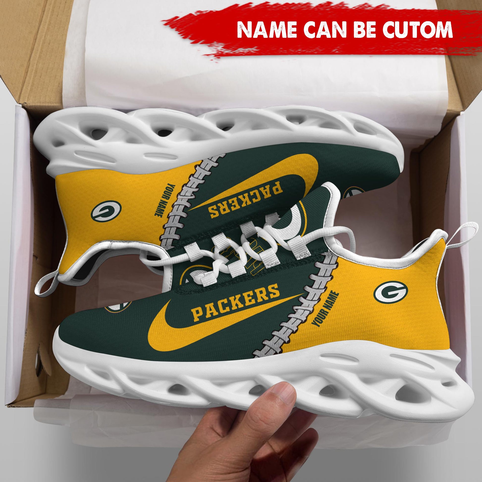 Ideafootwear Green Bay Packers Max Soul Shoes Sneakers For Men And Women 36